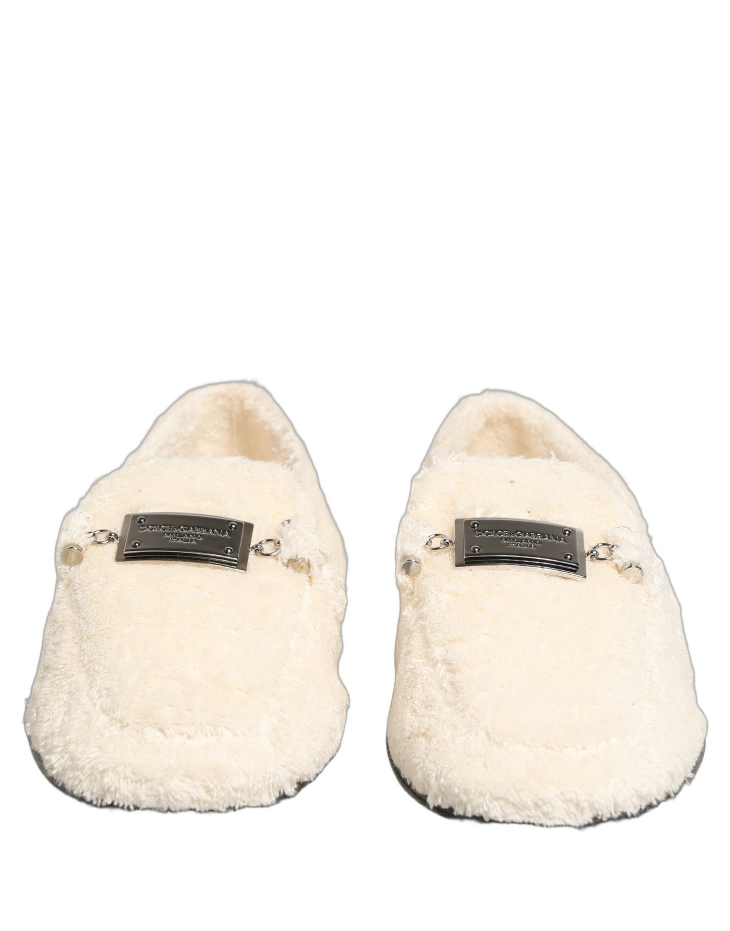 Dolce & Gabbana White Fur Shearling Men Dress Loafers Shoes Curated Luxury Accessories by Orvyn