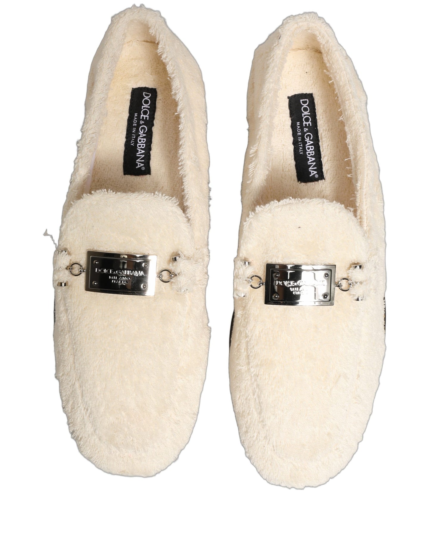 Dolce & Gabbana White Fur Shearling Men Dress Loafers Shoes Curated Luxury Accessories by Orvyn