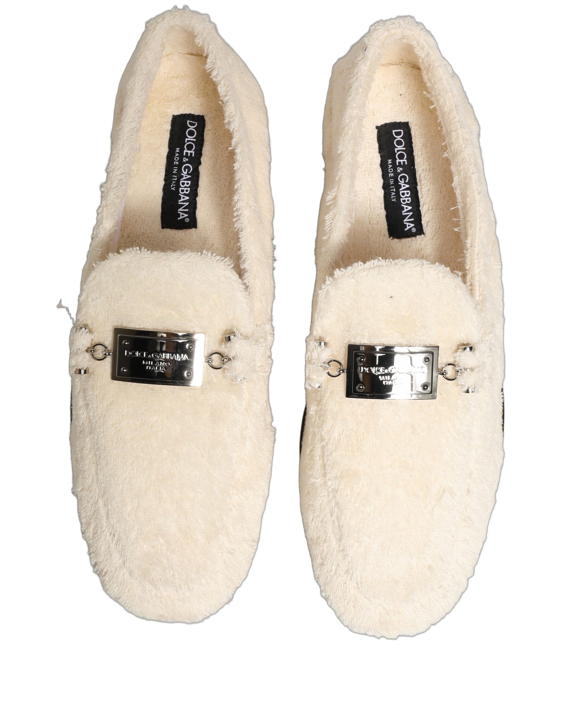 Dolce & Gabbana White Fur Shearling Men Dress Loafers Shoes Curated Luxury Accessories by Orvyn