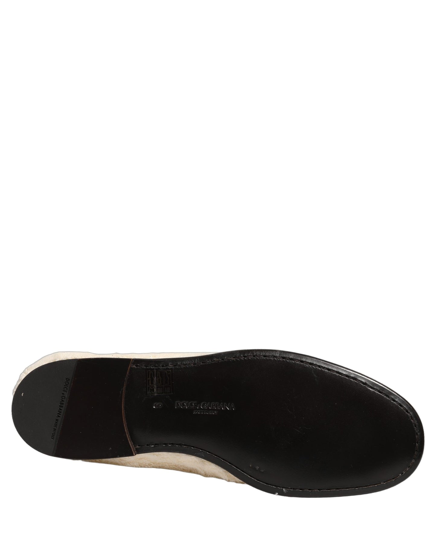 Dolce & Gabbana White Fur Shearling Men Dress Loafers Shoes Curated Luxury Accessories by Orvyn