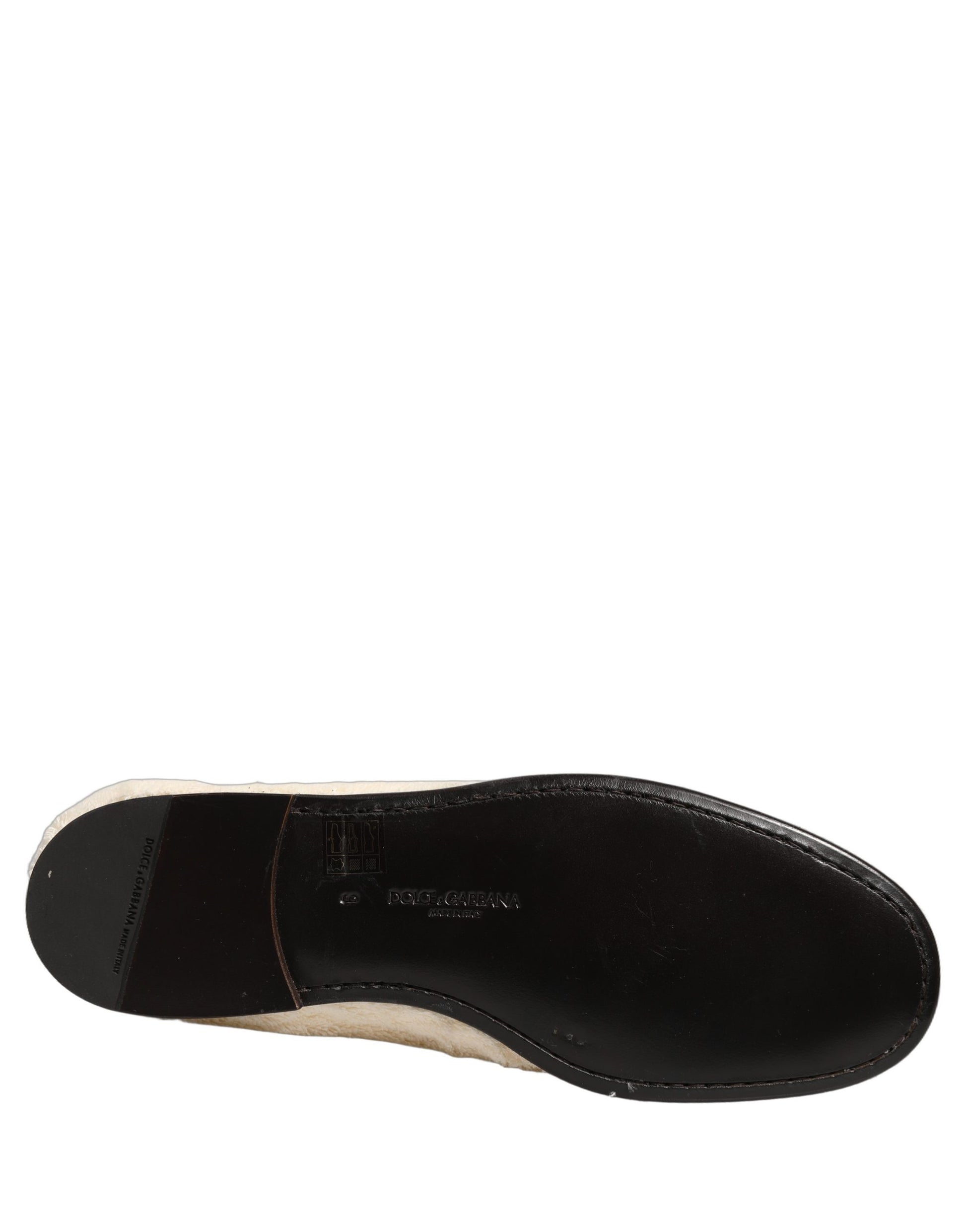 Dolce & Gabbana White Fur Shearling Men Dress Loafers Shoes Curated Luxury Accessories by Orvyn