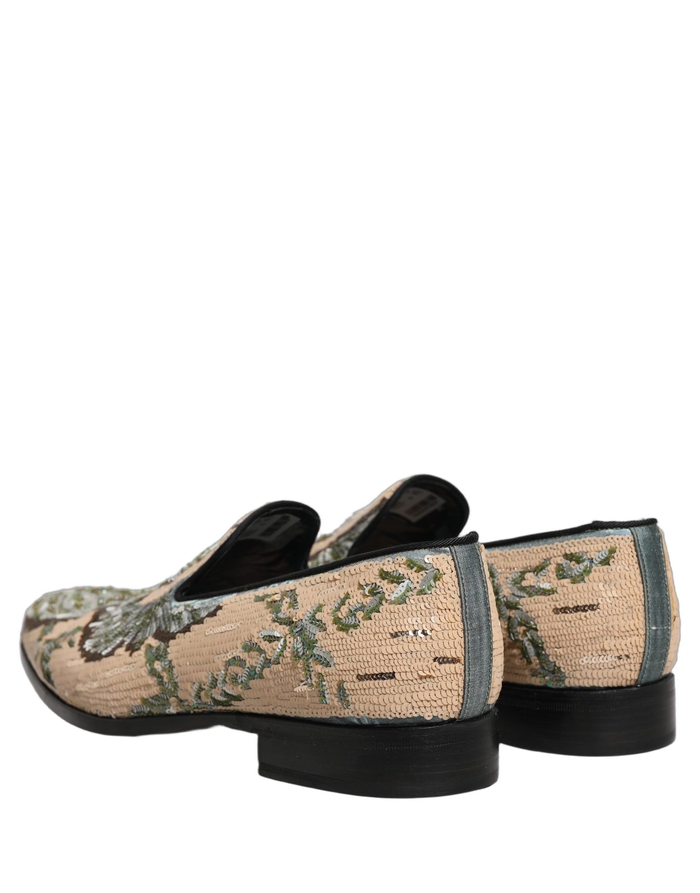 Dolce & Gabbana Beige Sequin Embroidery Dress Loafers Shoes Curated Luxury Accessories by Orvyn