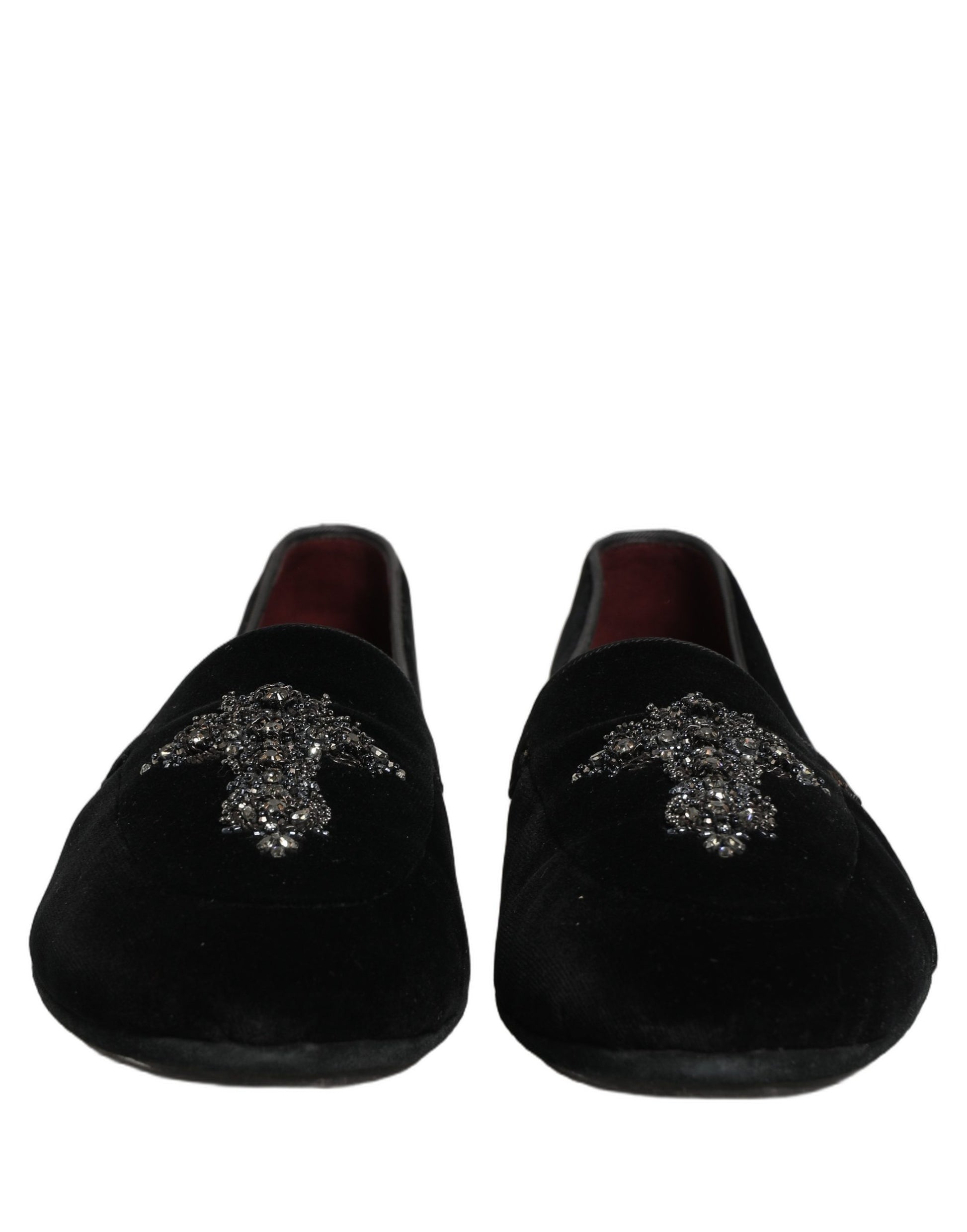 Dolce & Gabbana Black Suede Embellished Dress Loafers Shoes Curated Luxury Accessories by Orvyn