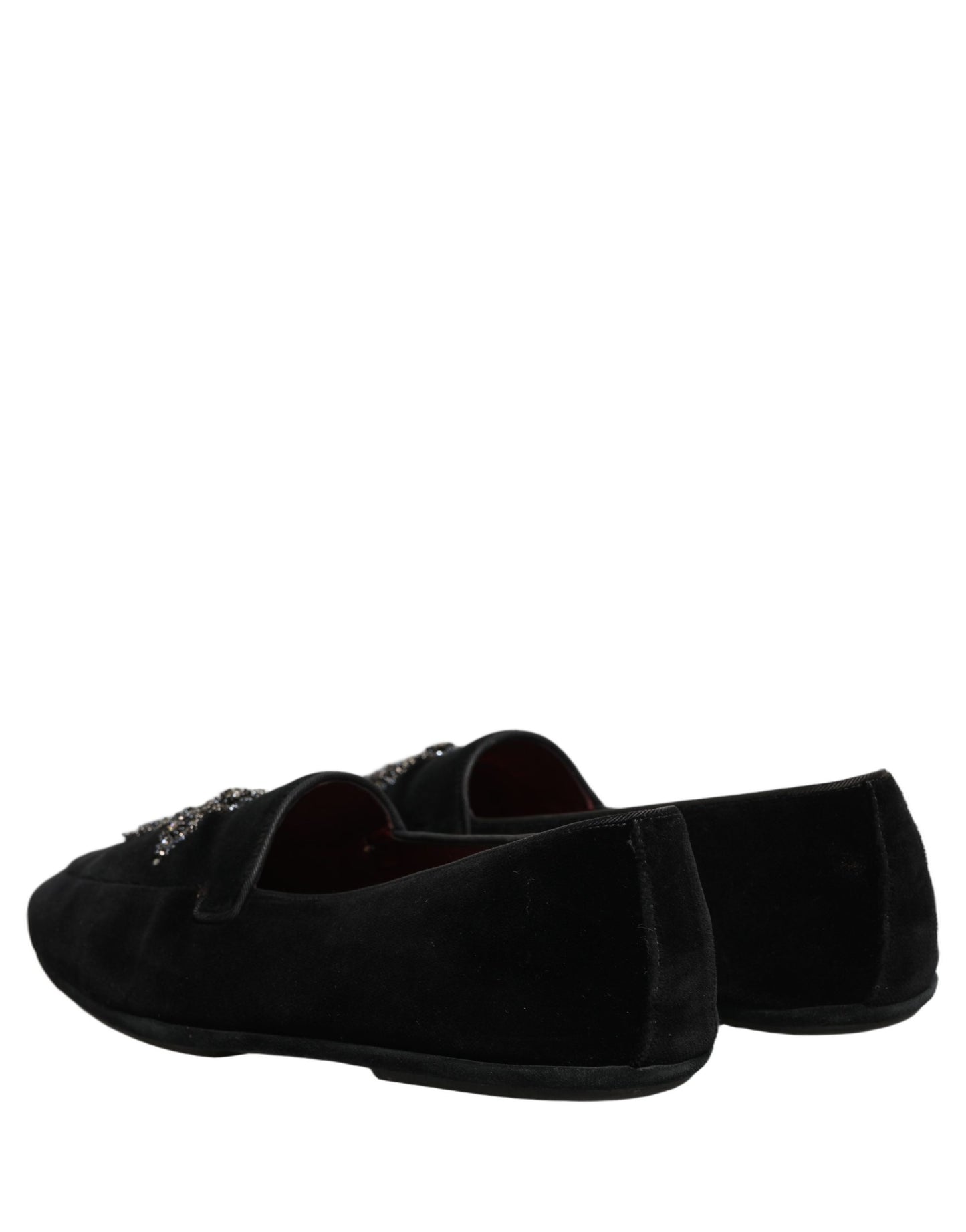 Dolce & Gabbana Black Suede Embellished Dress Loafers Shoes Curated Luxury Accessories by Orvyn