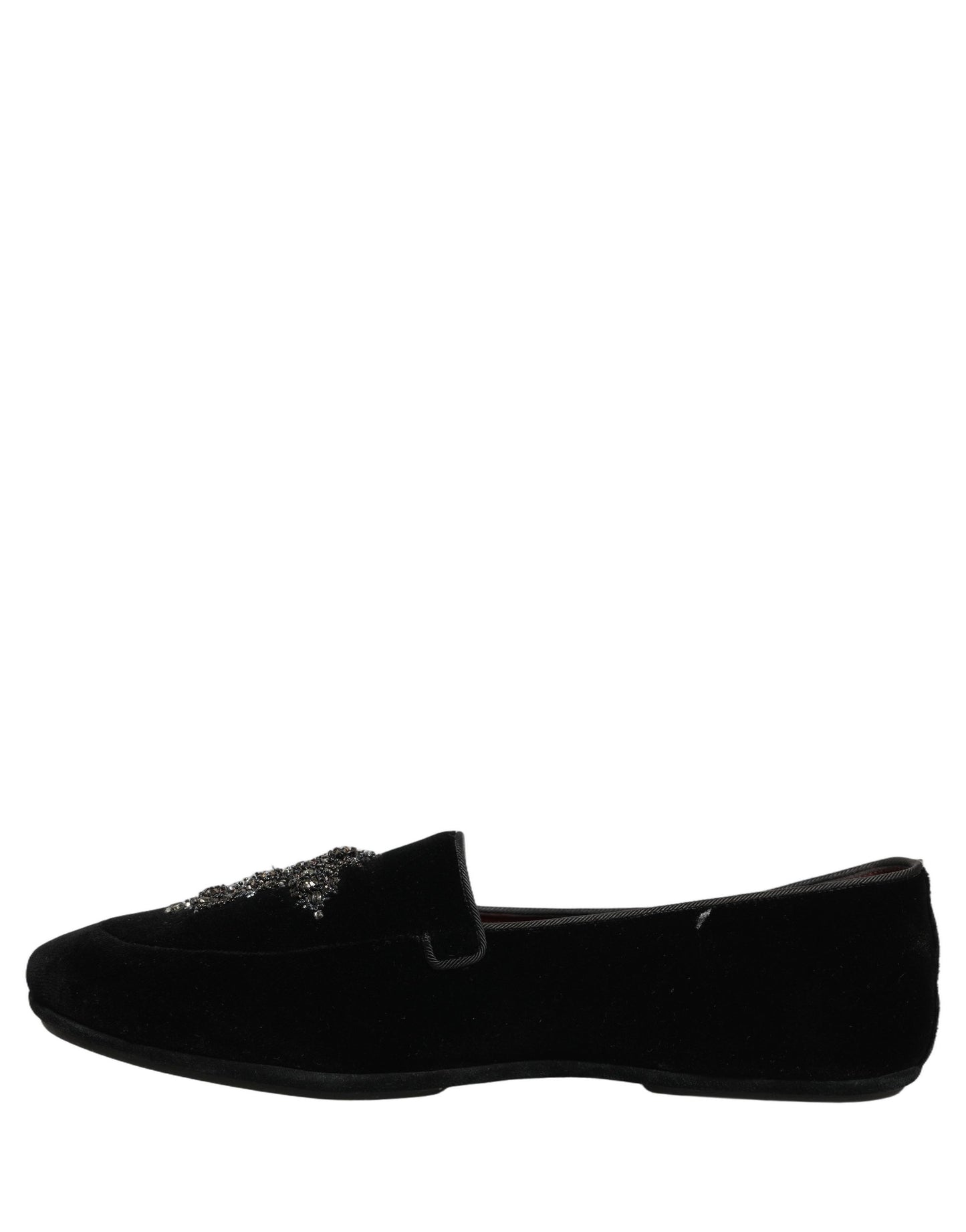 Dolce & Gabbana Black Suede Embellished Dress Loafers Shoes Curated Luxury Accessories by Orvyn