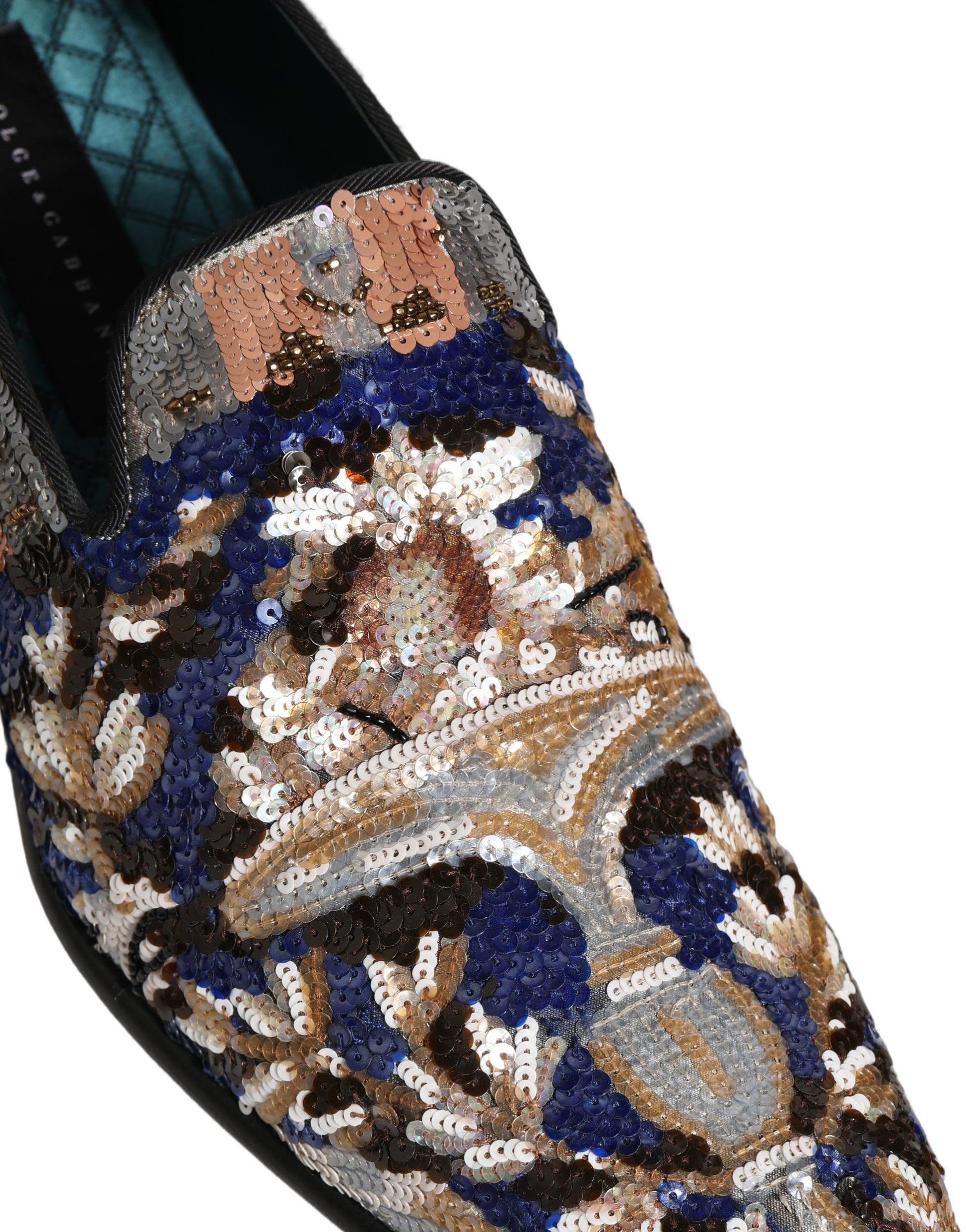 Dolce & Gabbana Multicolor Embroidered Sequin Loafers Shoes Curated Luxury Accessories by Orvyn