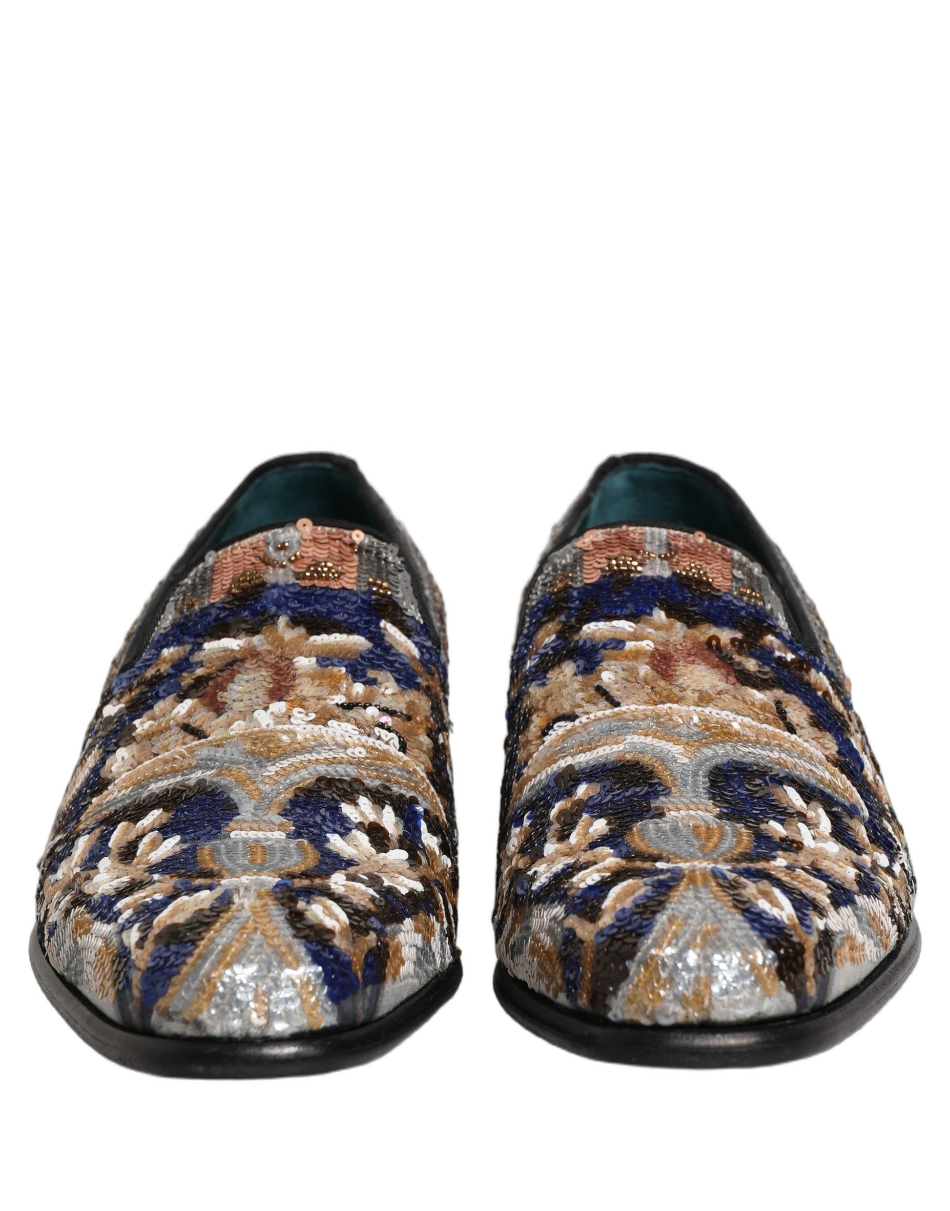 Dolce & Gabbana Multicolor Embroidered Sequin Loafers Shoes Curated Luxury Accessories by Orvyn