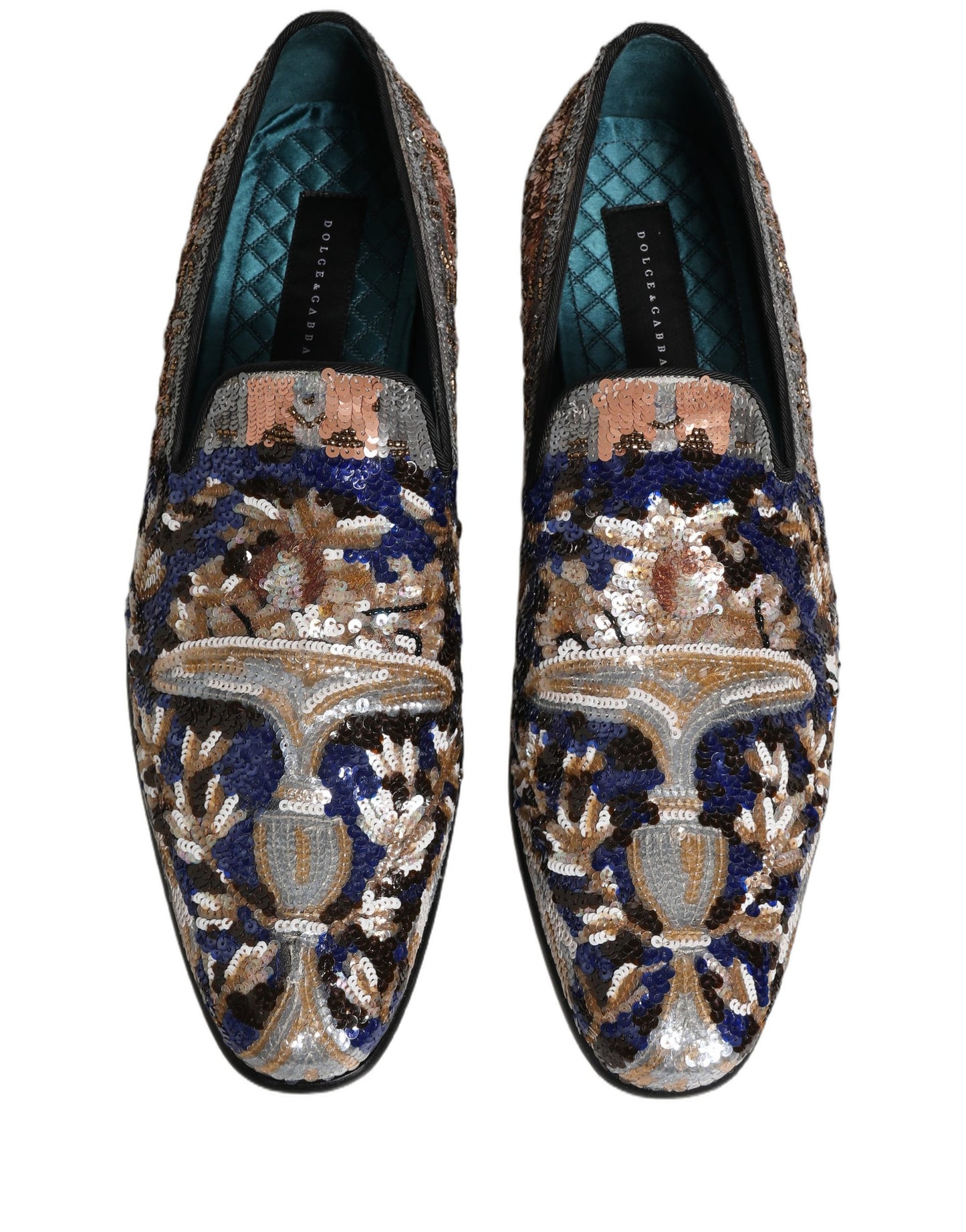 Dolce & Gabbana Multicolor Embroidered Sequin Loafers Shoes Curated Luxury Accessories by Orvyn
