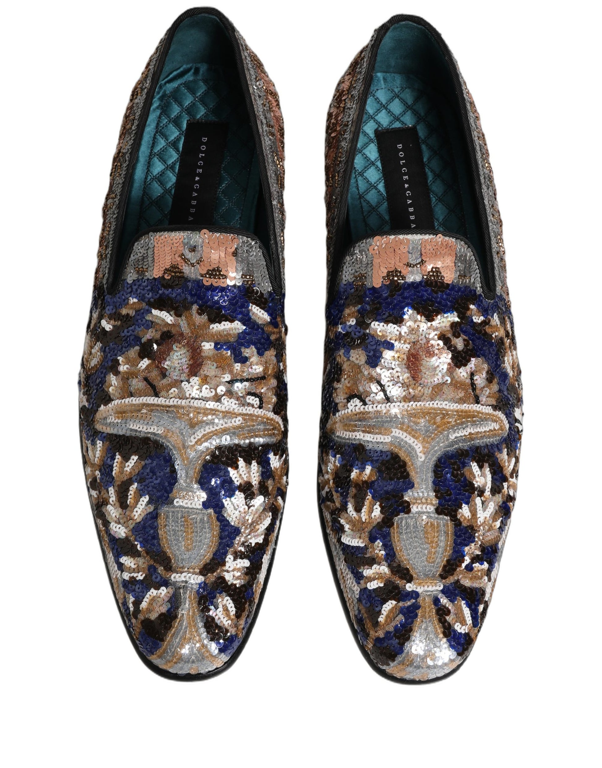 Dolce & Gabbana Multicolor Embroidered Sequin Loafers Shoes Curated Luxury Accessories by Orvyn