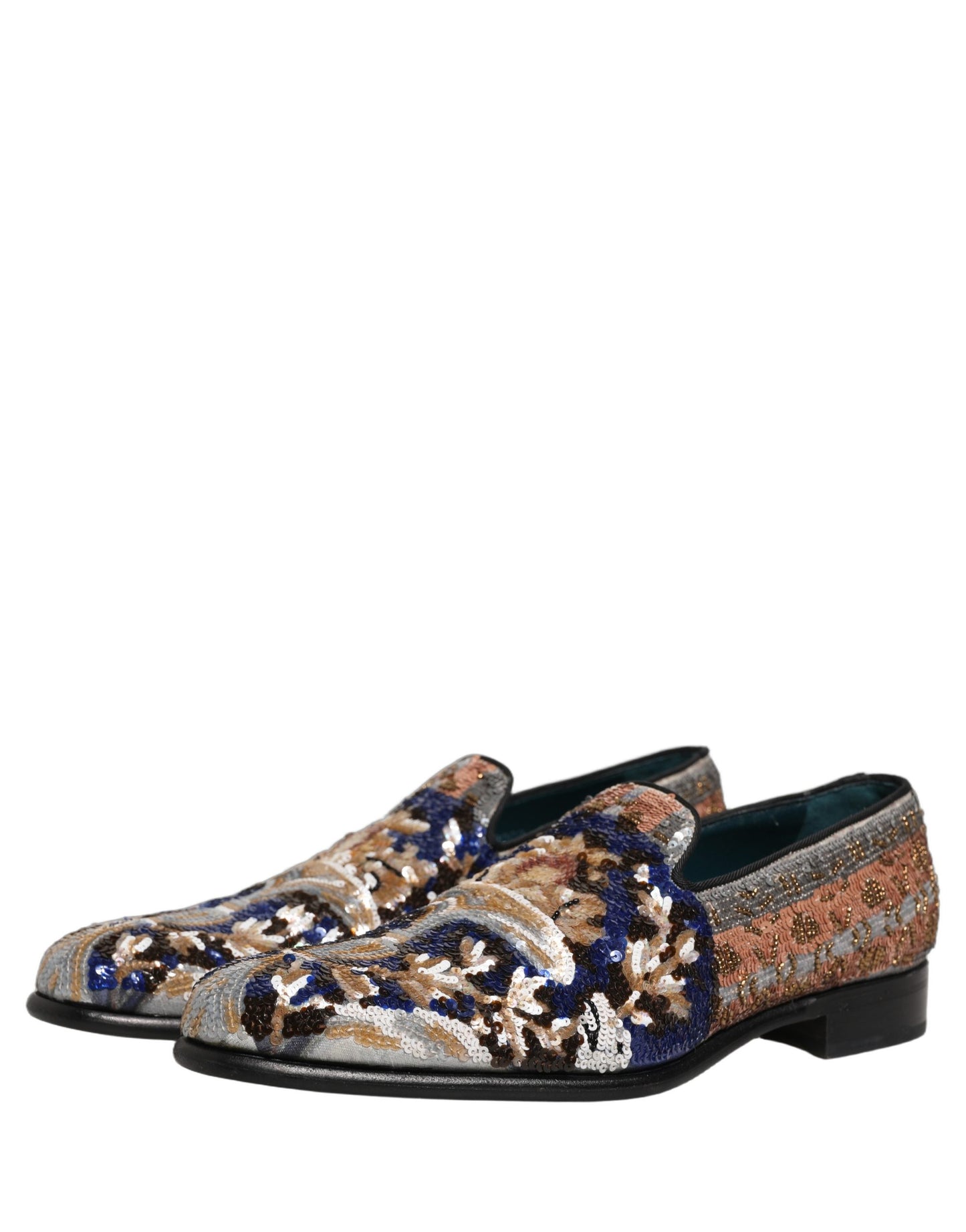 Dolce & Gabbana Multicolor Embroidered Sequin Loafers Shoes Curated Luxury Accessories by Orvyn