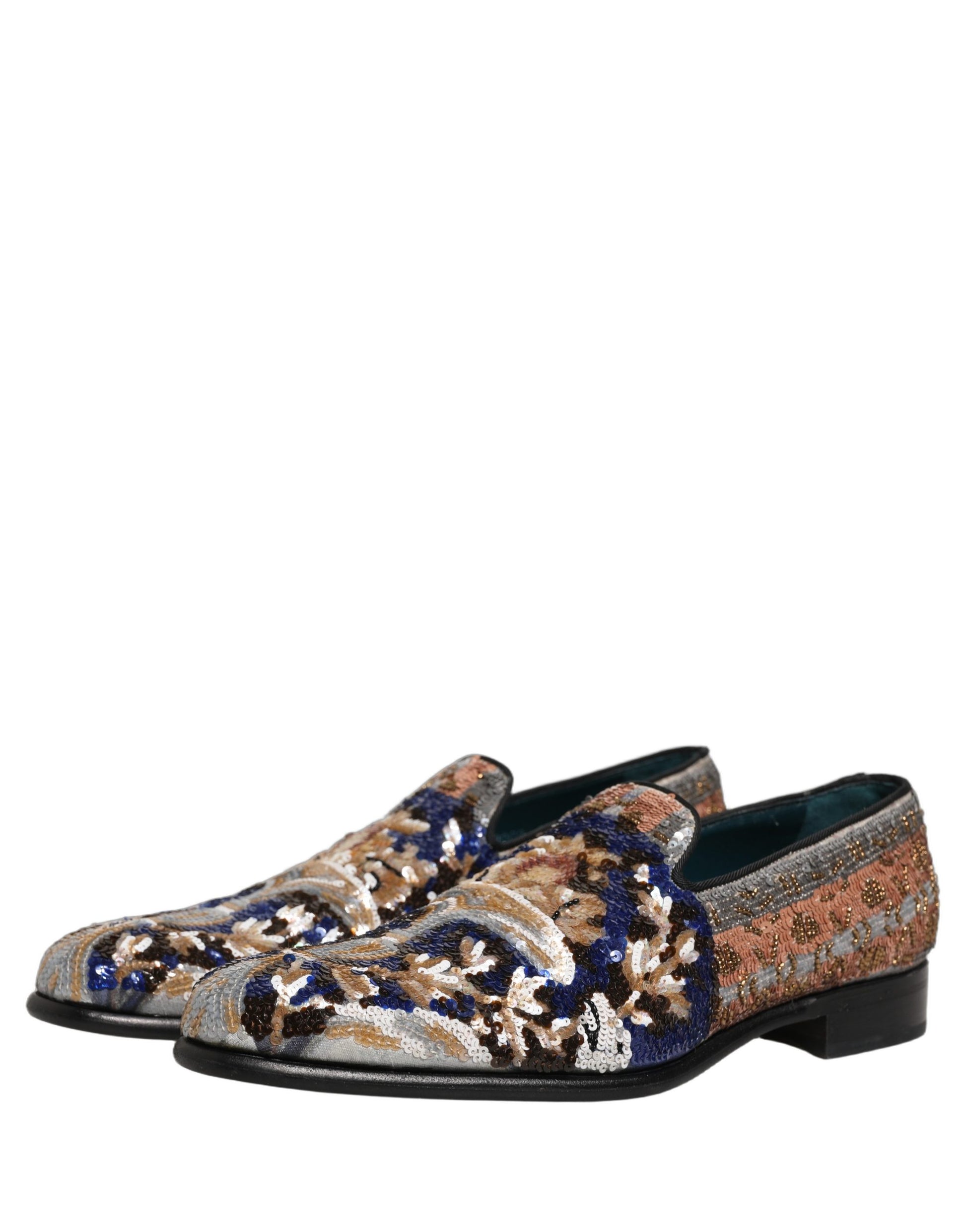 Dolce & Gabbana Multicolor Embroidered Sequin Loafers Shoes Curated Luxury Accessories by Orvyn