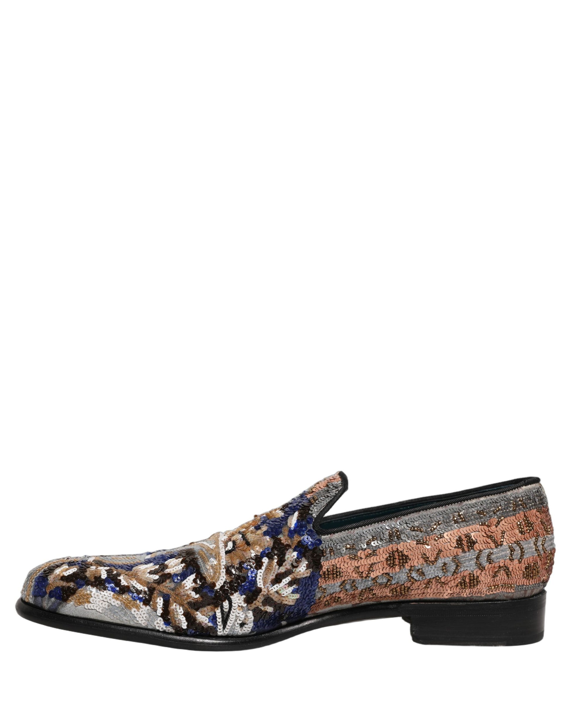 Dolce & Gabbana Multicolor Embroidered Sequin Loafers Shoes Curated Luxury Accessories by Orvyn
