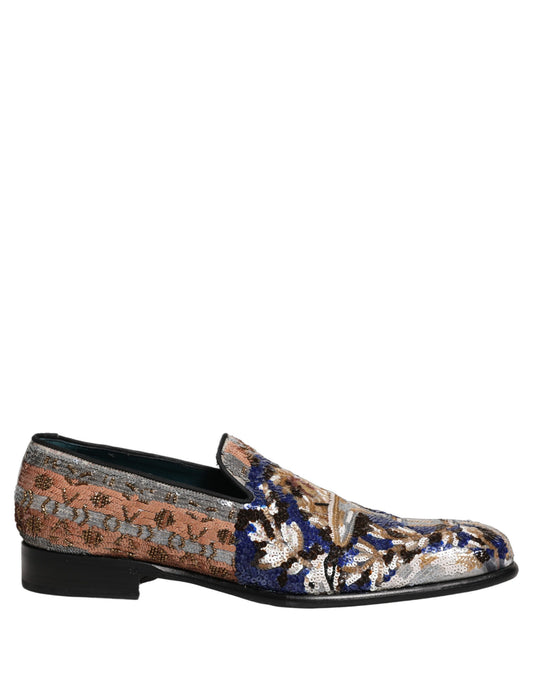 Dolce & Gabbana Multicolor Embroidered Sequin Loafers Shoes Curated Luxury Accessories by Orvyn