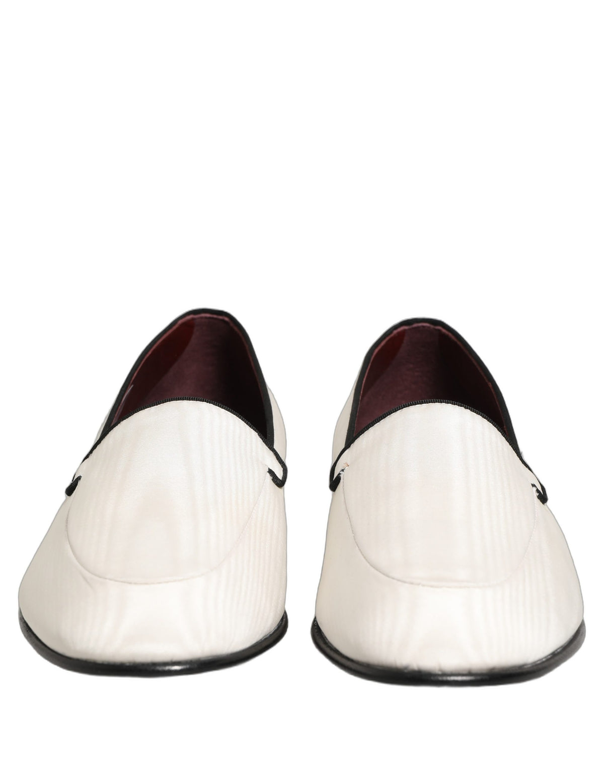 Dolce & Gabbana White Velvet Slip On Men Flats Loafers Shoes weiss