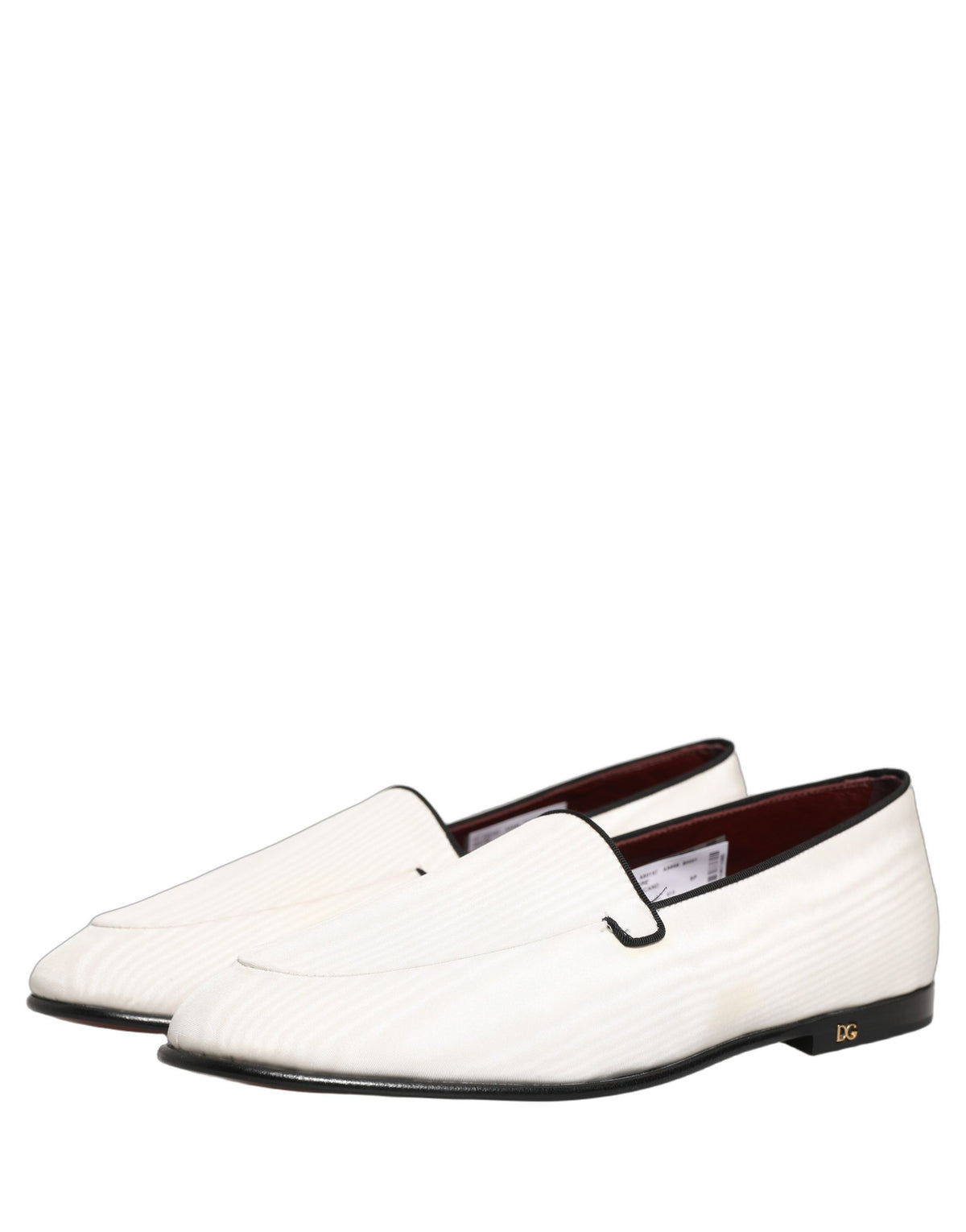 Dolce & Gabbana White Velvet Slip On Men Flats Loafers Shoes weiss