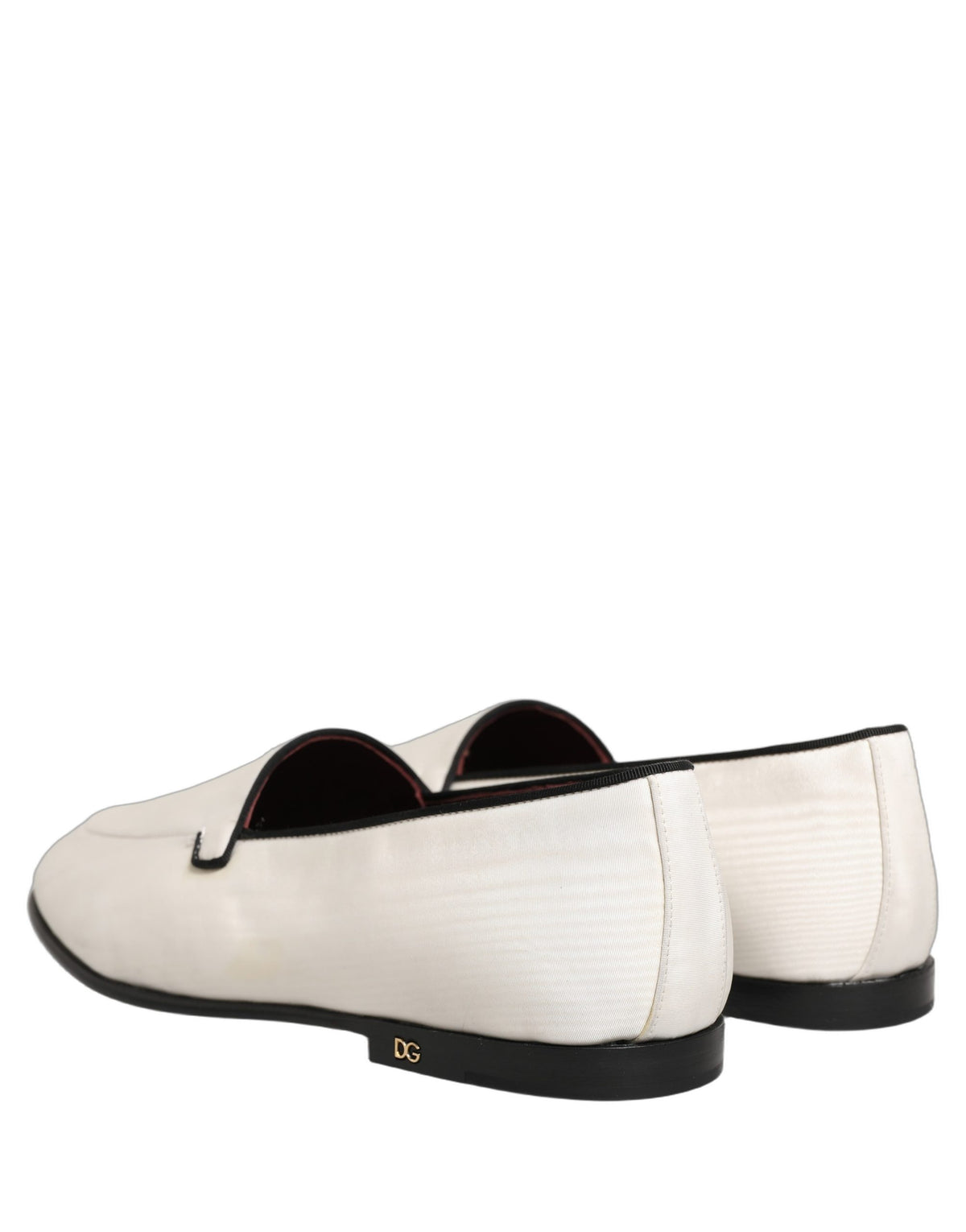 Dolce & Gabbana White Velvet Slip On Men Flats Loafers Shoes weiss