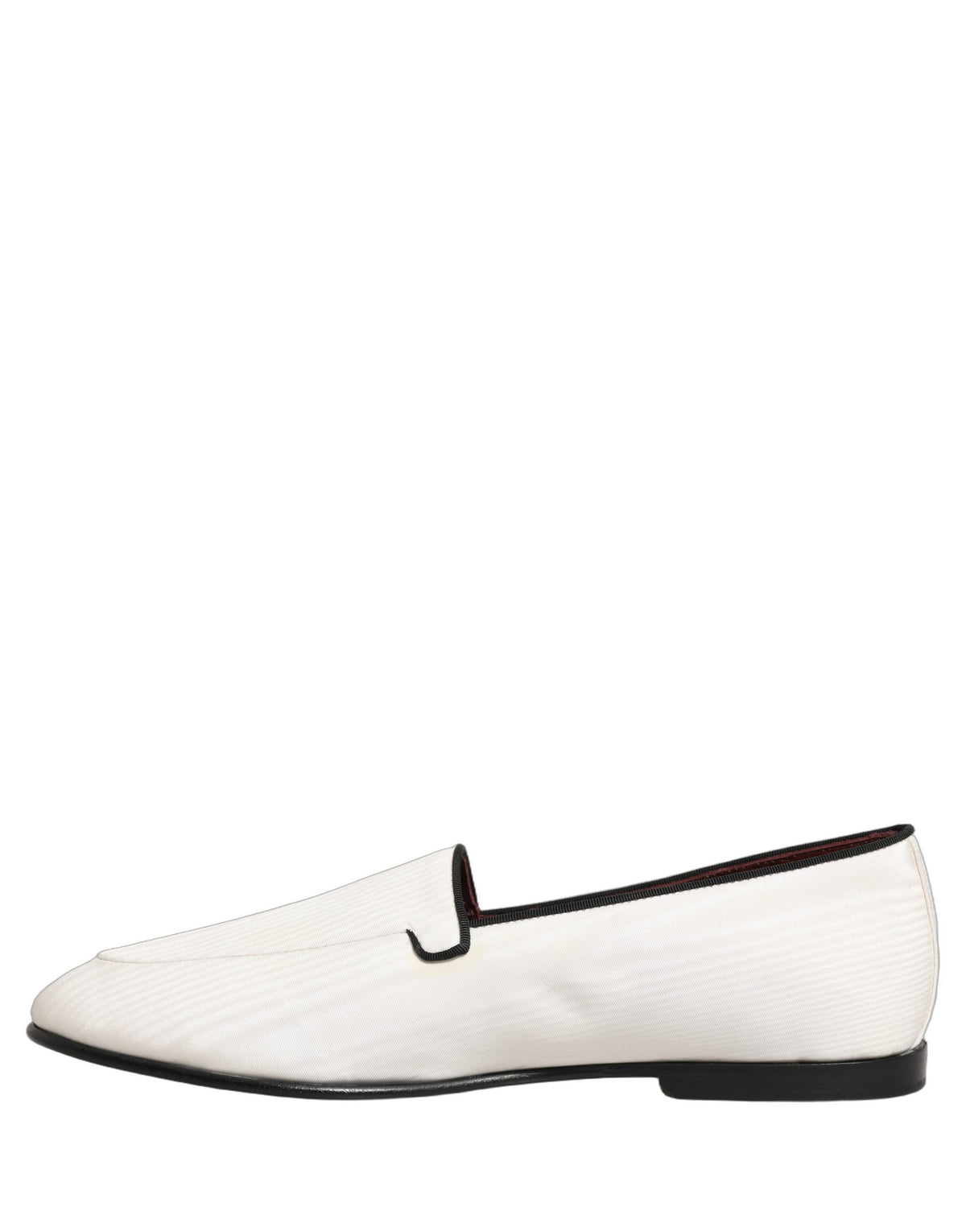 Dolce & Gabbana White Velvet Slip On Men Flats Loafers Shoes weiss