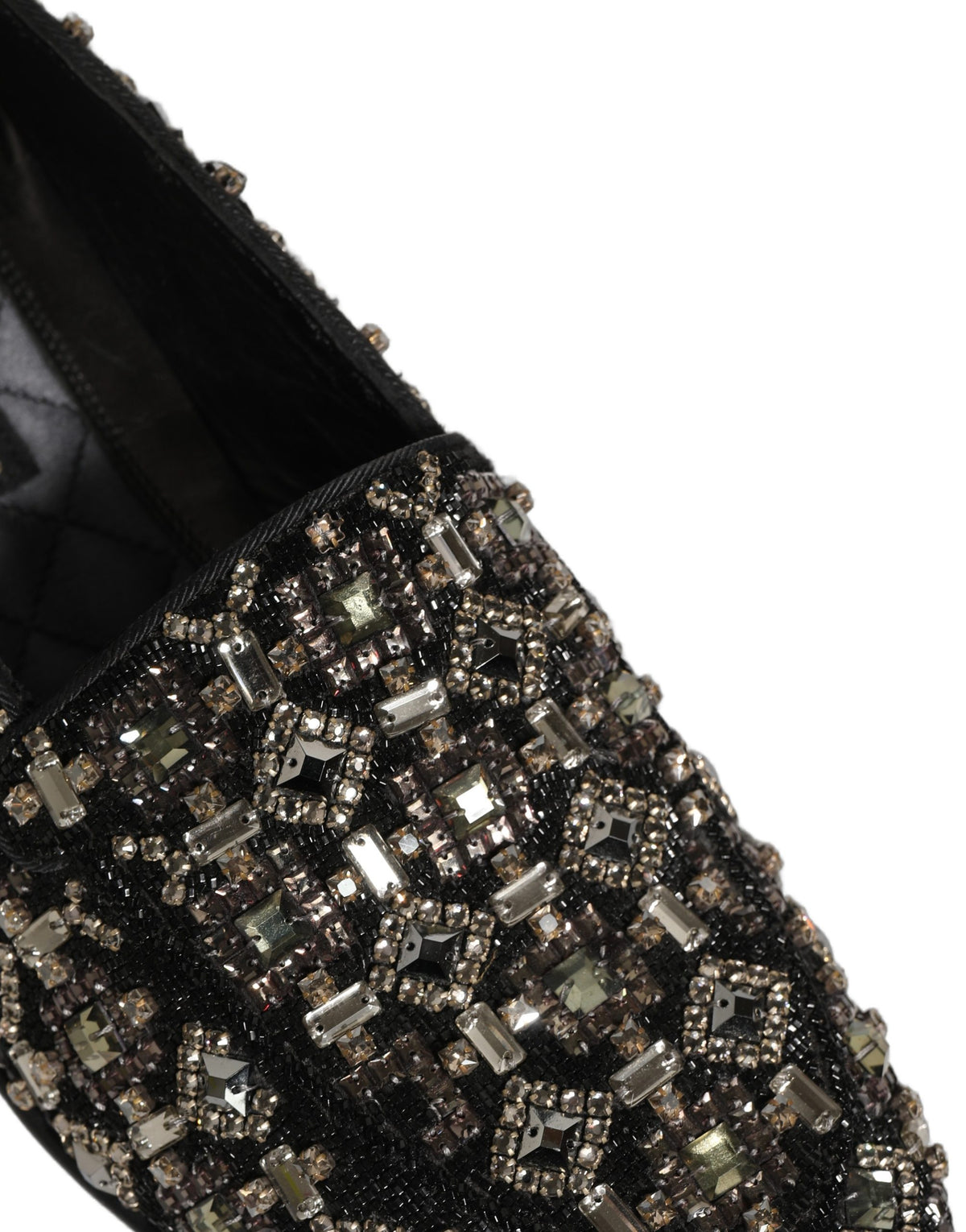 Dolce & Gabbana Black Crystal Embellished Dress Loafers Shoes schwarz