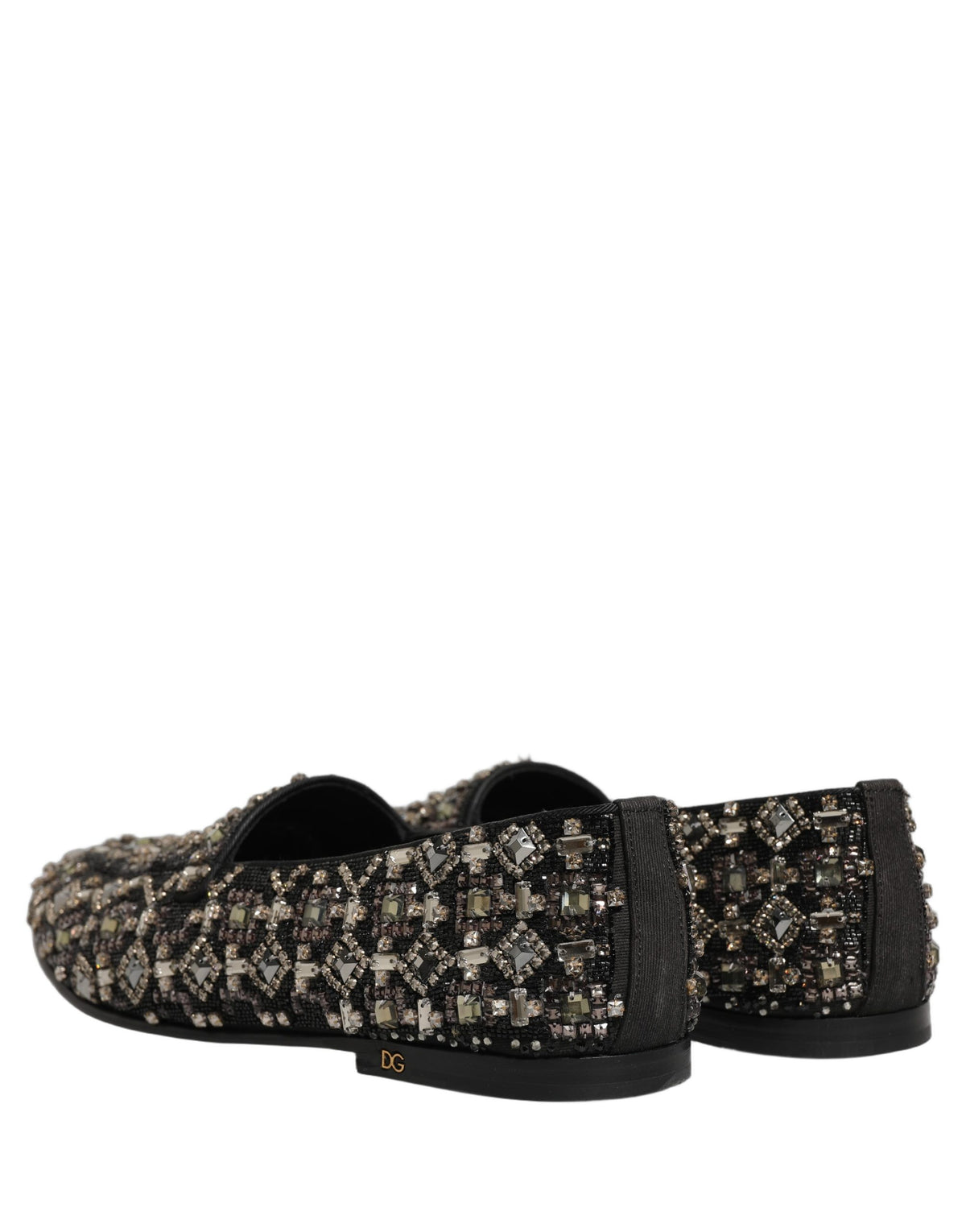 Dolce & Gabbana Black Crystal Embellished Dress Loafers Shoes schwarz