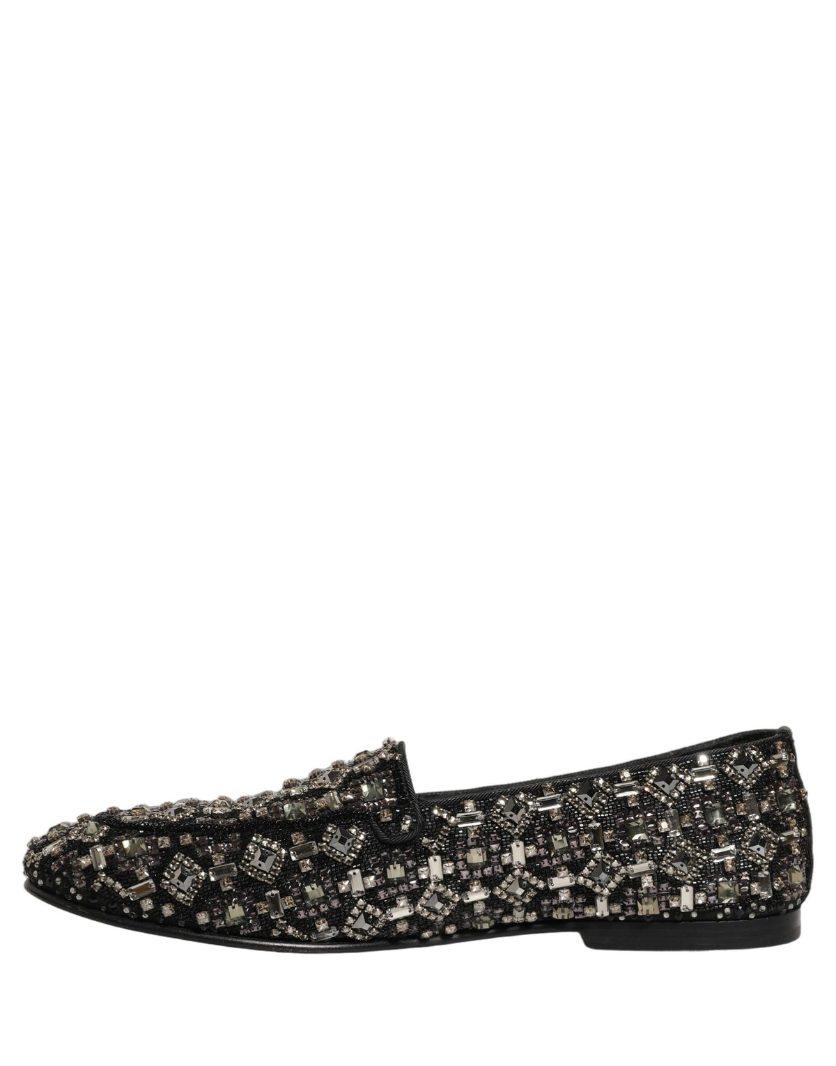 Dolce & Gabbana Black Crystal Embellished Dress Loafers Shoes schwarz