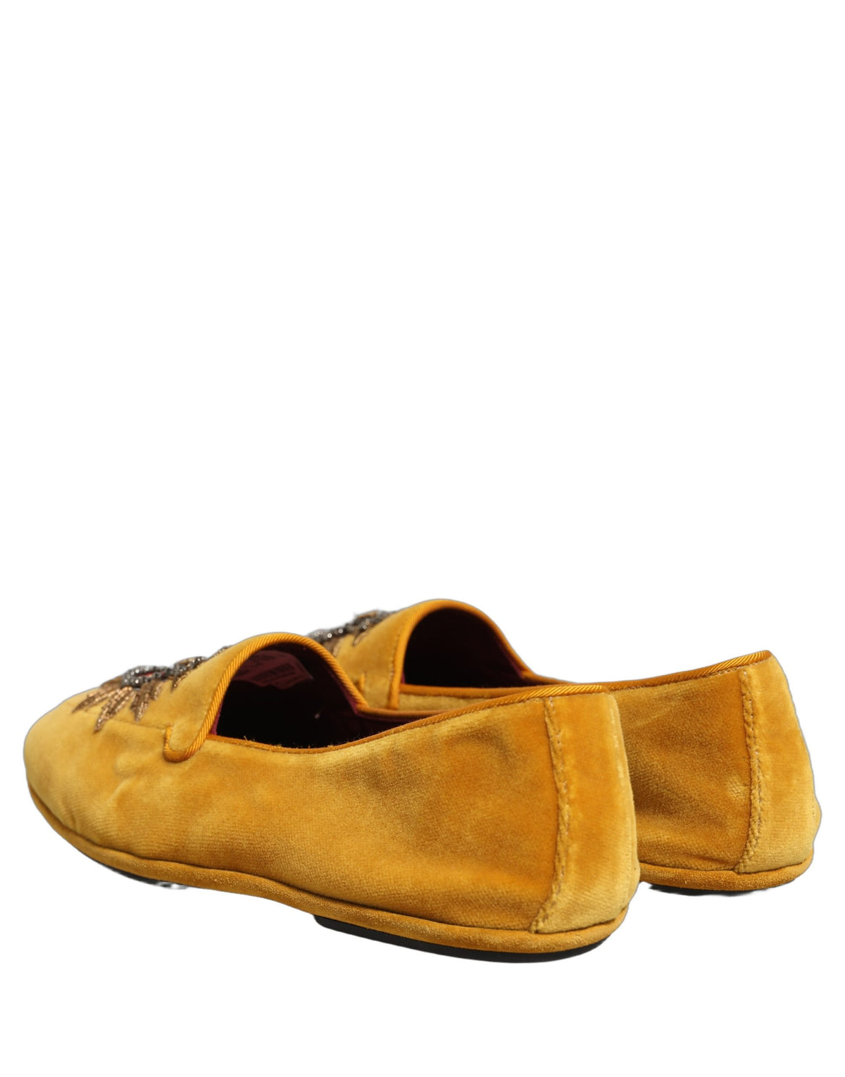 Dolce & Gabbana Yellow Velvet DG Heart Loafers Flats Shoes gelb