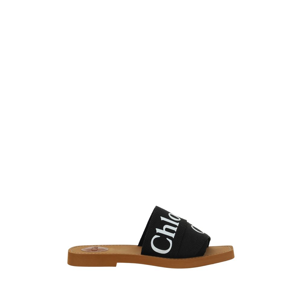 Chloé Black Linen Flat Sandals Curated Luxury Accessories by Orvyn