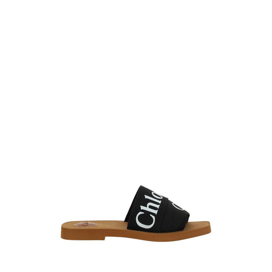 Chloé Black Linen Flat Sandals Curated Luxury Accessories by Orvyn