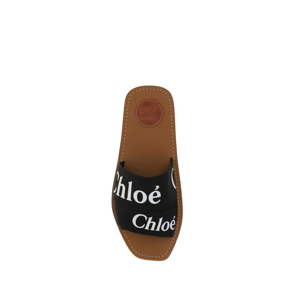 Chloé Black Linen Flat Sandals Curated Luxury Accessories by Orvyn