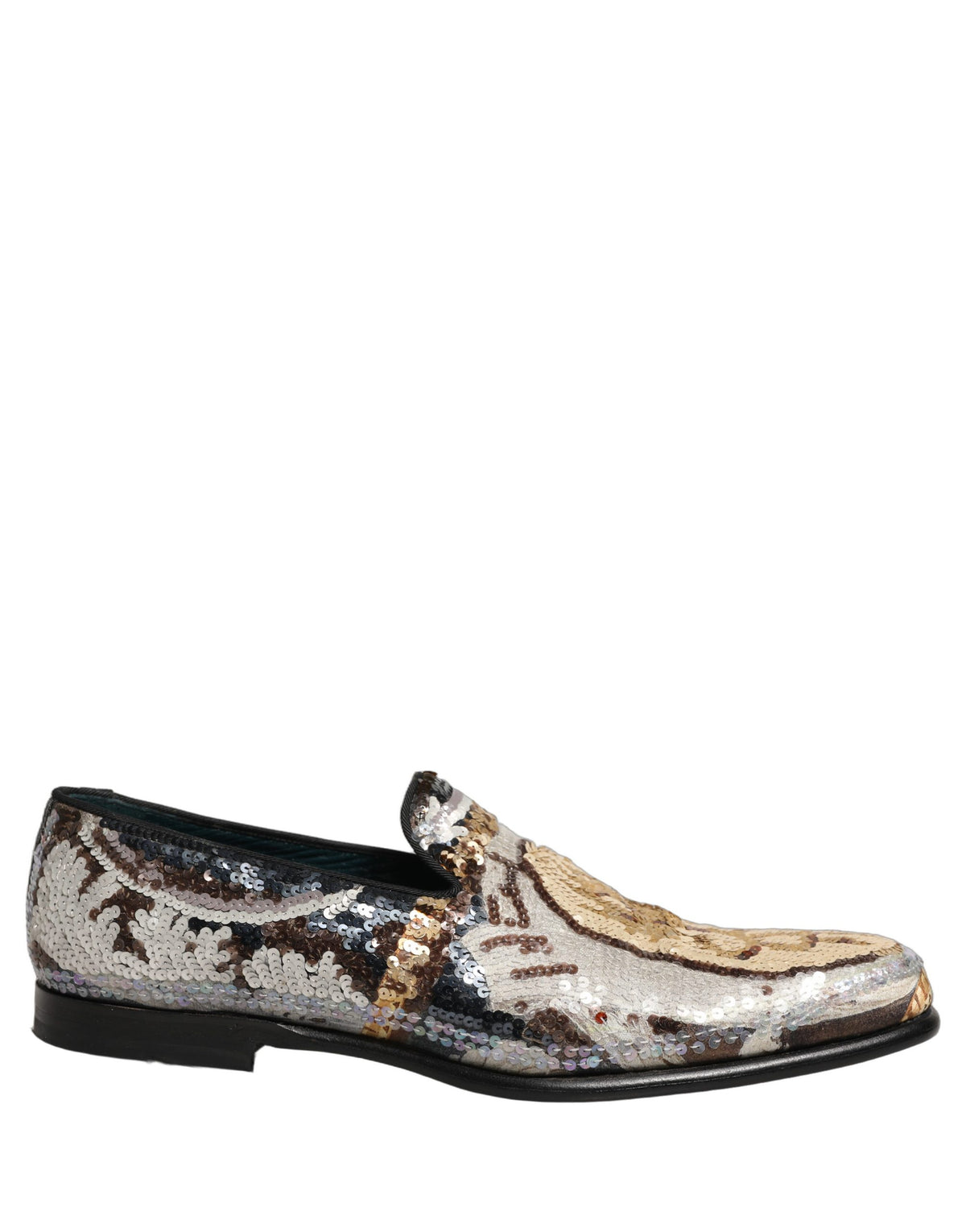 Dolce & Gabbana Multicolor Embroidered Sequin Loafers Shoes rot