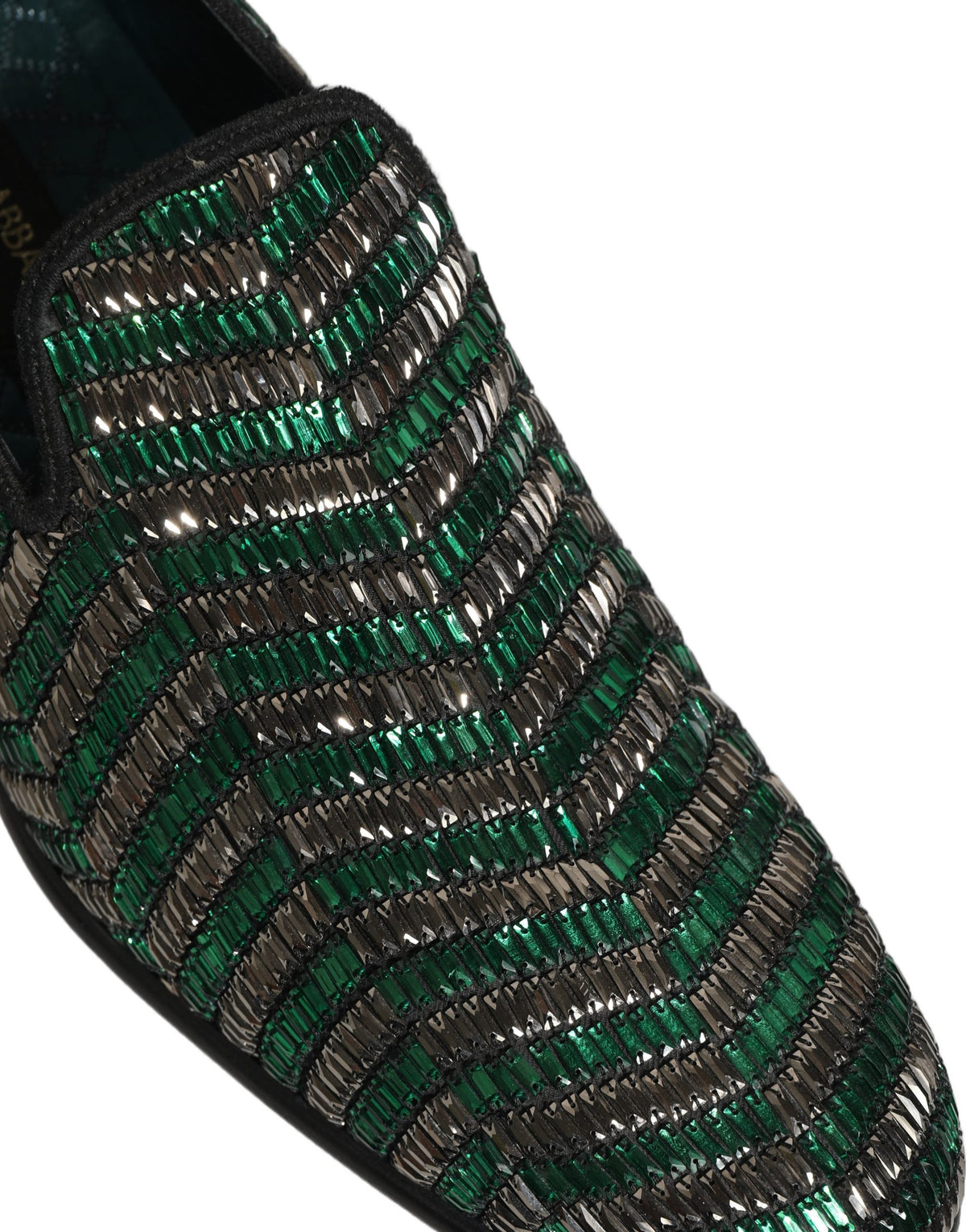 Dolce & Gabbana Silver Green Embellished Dress Loafers Shoes grün