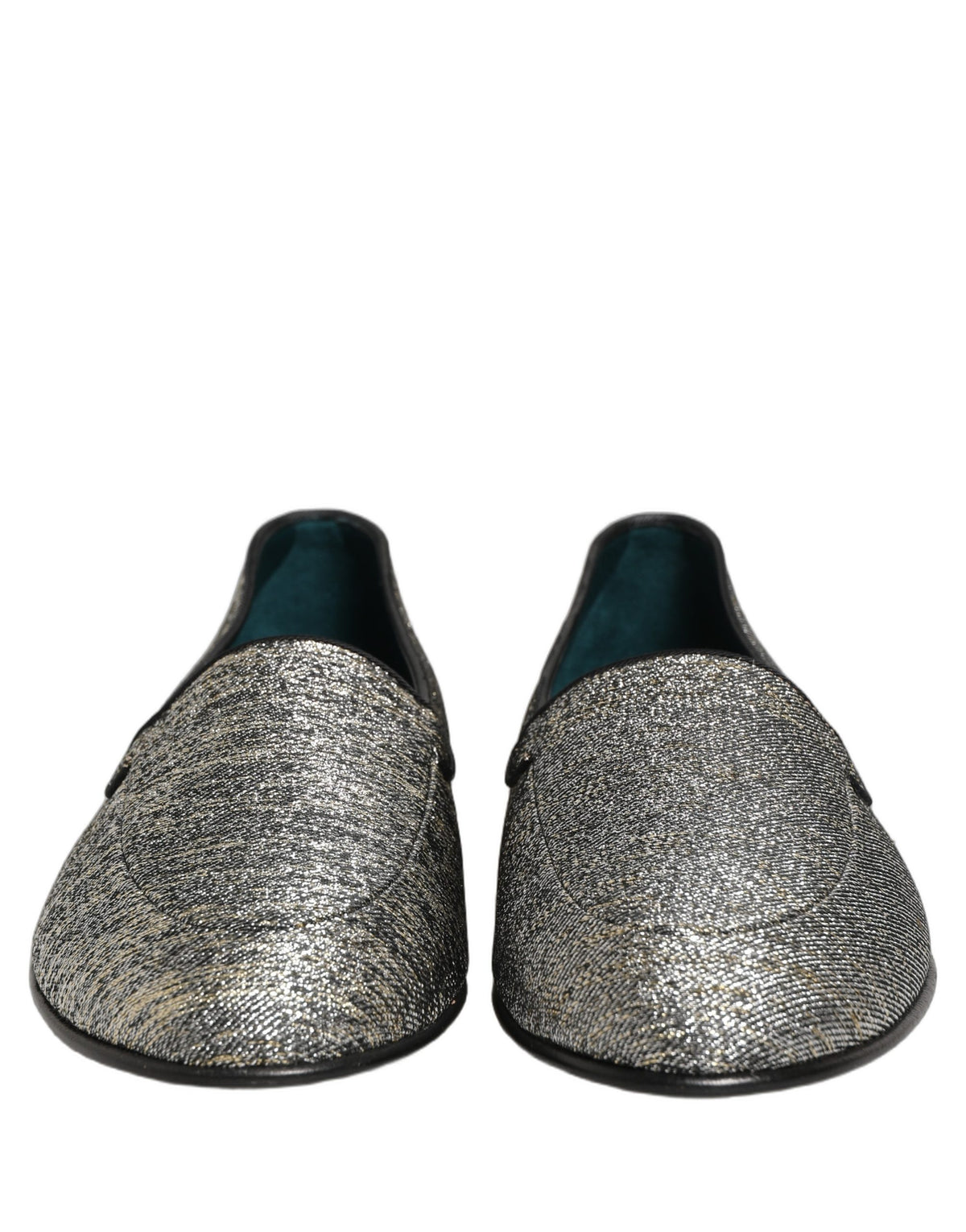 Dolce & Gabbana Gray Glitter Lurex DG Logo Dress Loafers Shoes grau