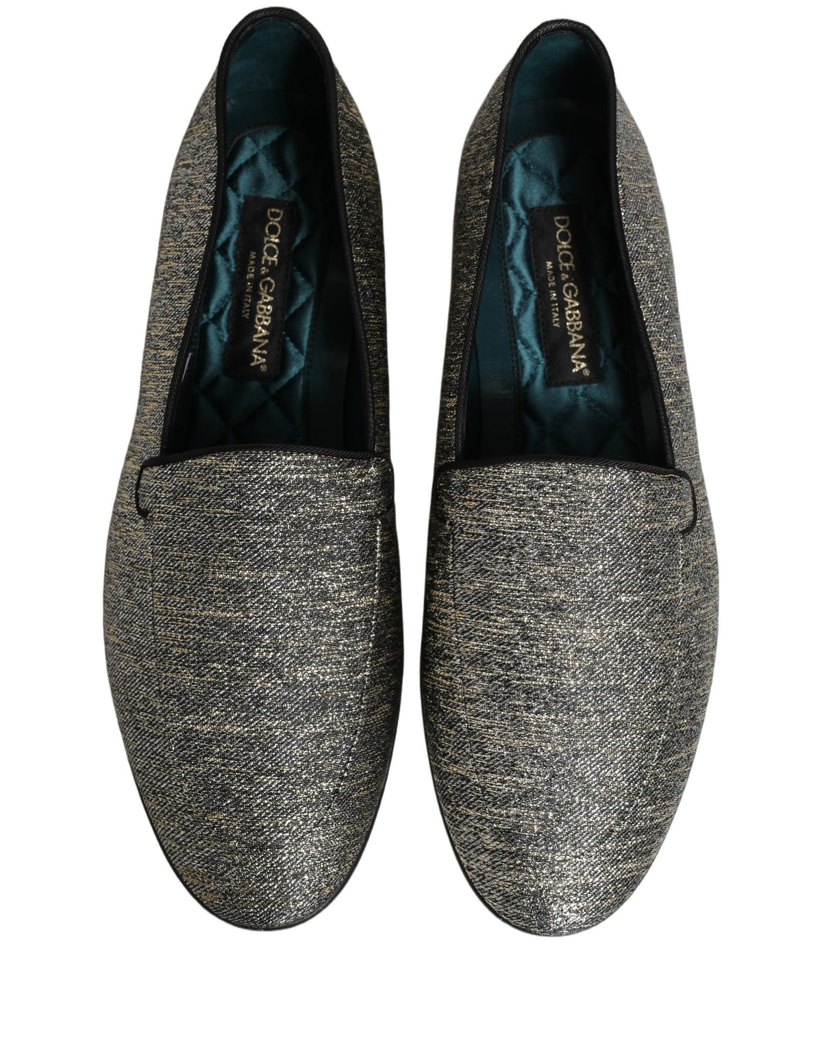 Dolce & Gabbana Gray Glitter Lurex DG Logo Dress Loafers Shoes grau