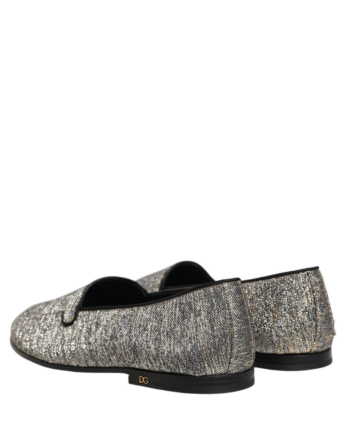 Dolce & Gabbana Gray Glitter Lurex DG Logo Dress Loafers Shoes grau