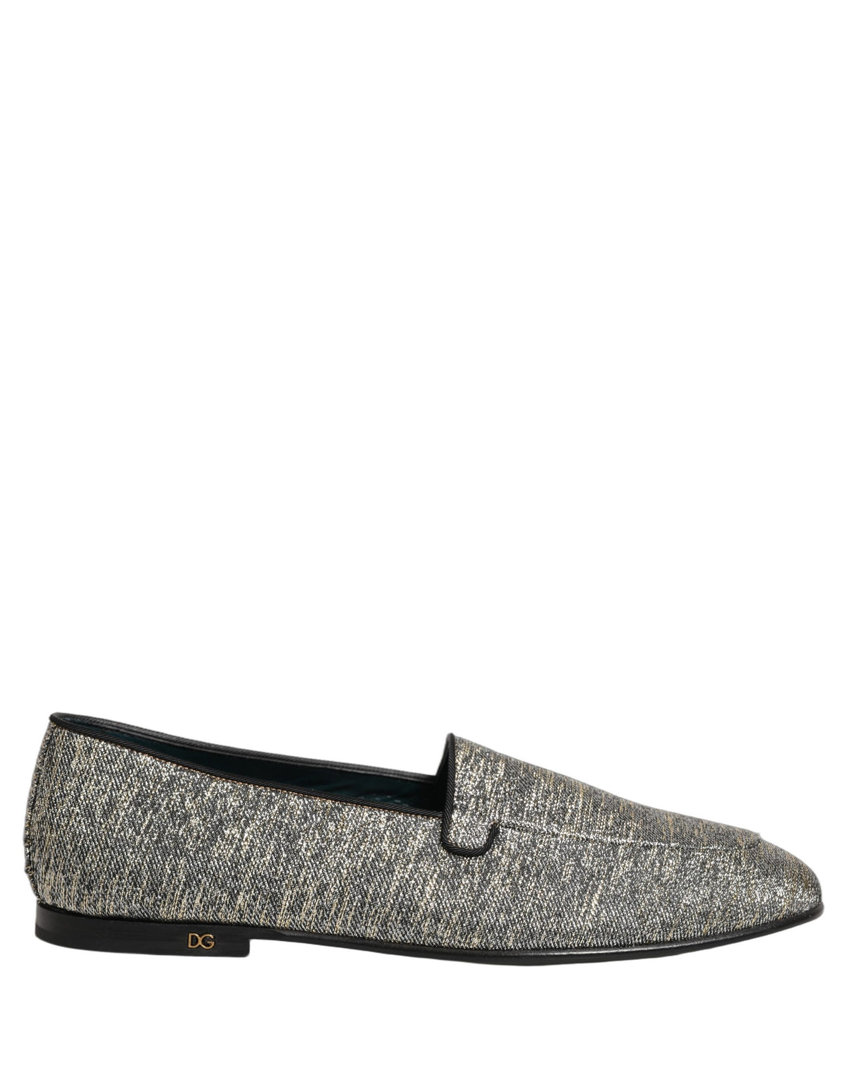 Dolce & Gabbana Gray Glitter Lurex DG Logo Dress Loafers Shoes grau