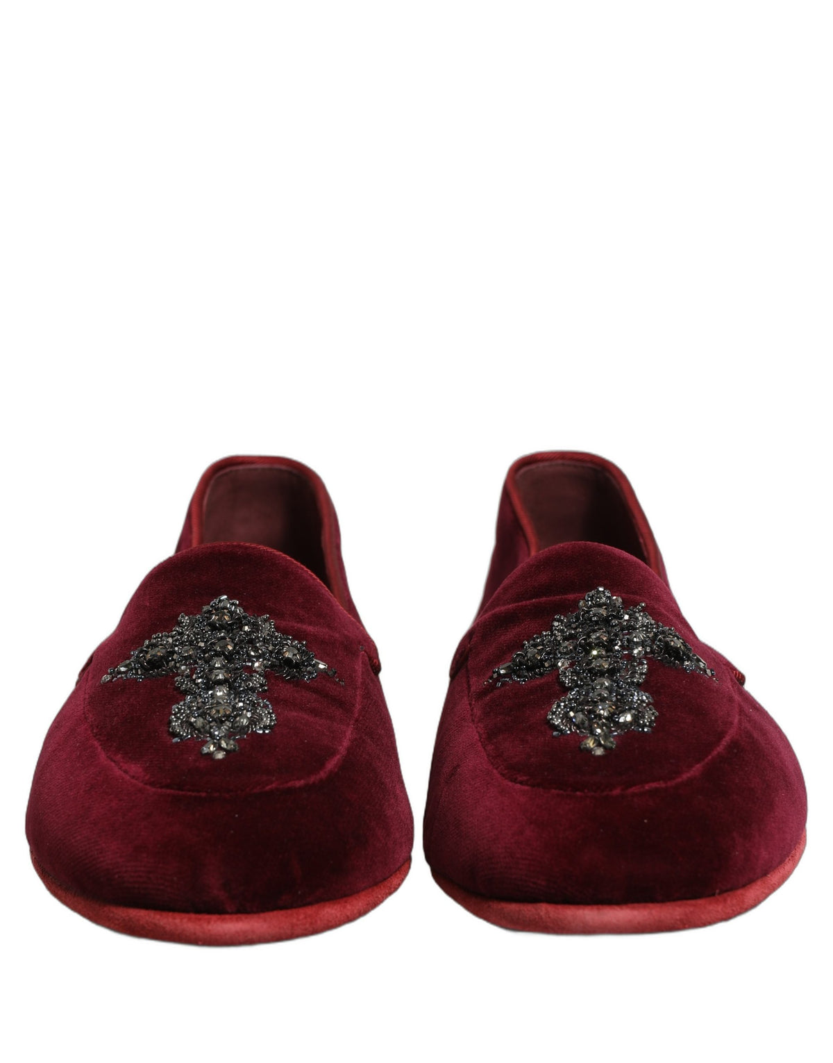 Dolce & Gabbana Red Suede Embellished Men Dress Loafers Shoes rot