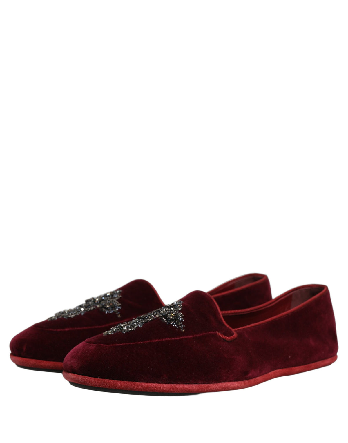 Dolce & Gabbana Red Suede Embellished Men Dress Loafers Shoes rot