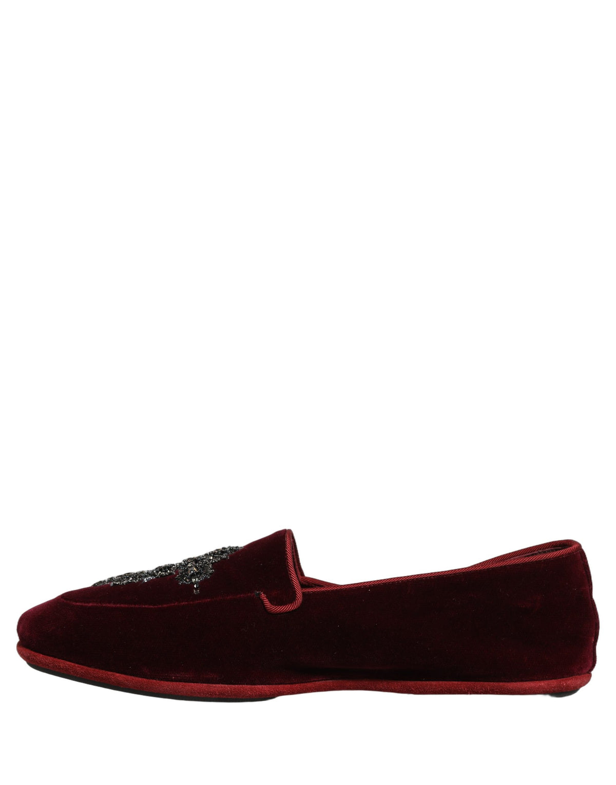 Dolce & Gabbana Red Suede Embellished Men Dress Loafers Shoes rot