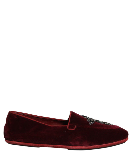 Dolce & Gabbana Red Suede Embellished Men Dress Loafers Shoes rot