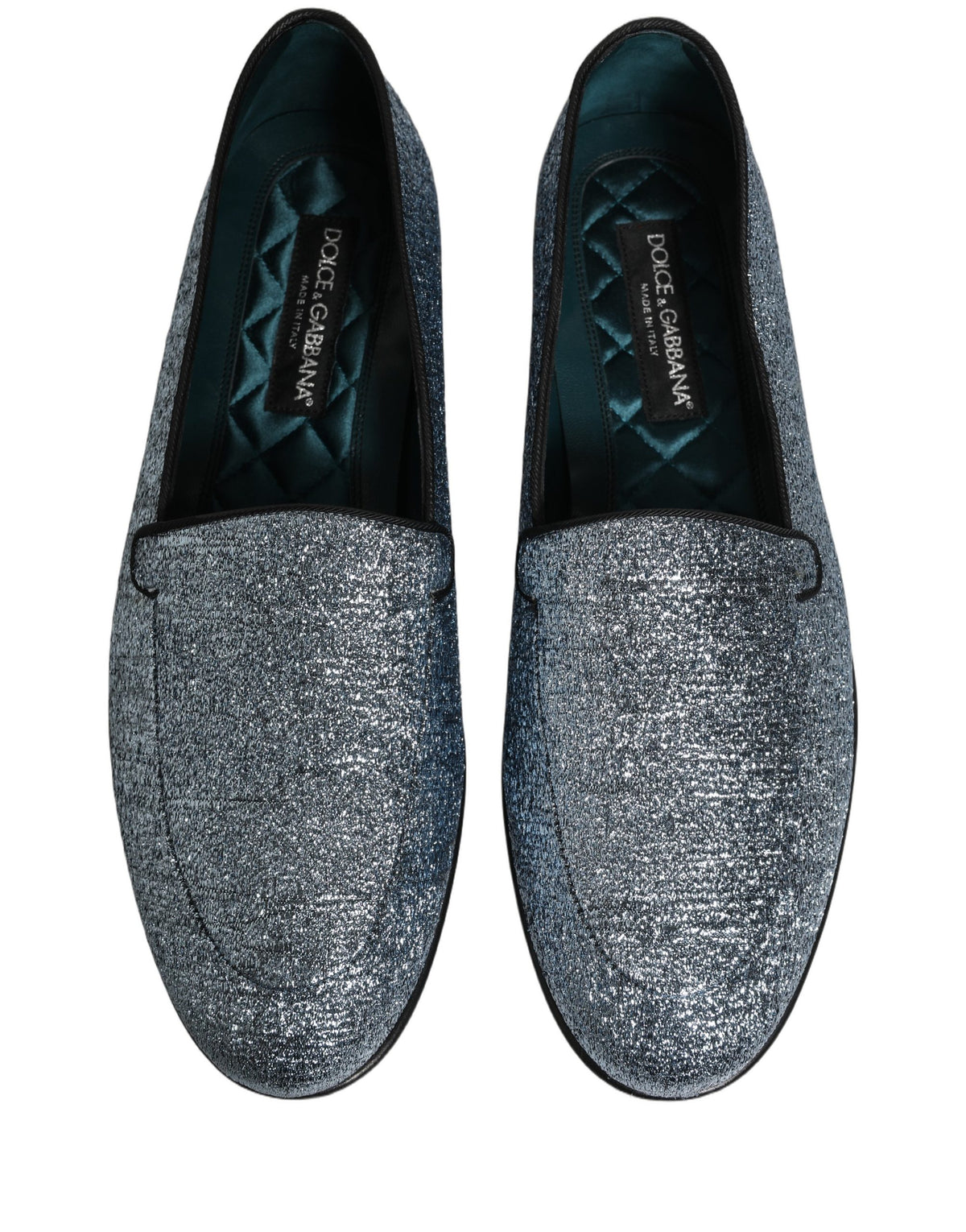 Dolce & Gabbana Blue Glitter Lurex DG Logo Dress Loafers Shoes blau