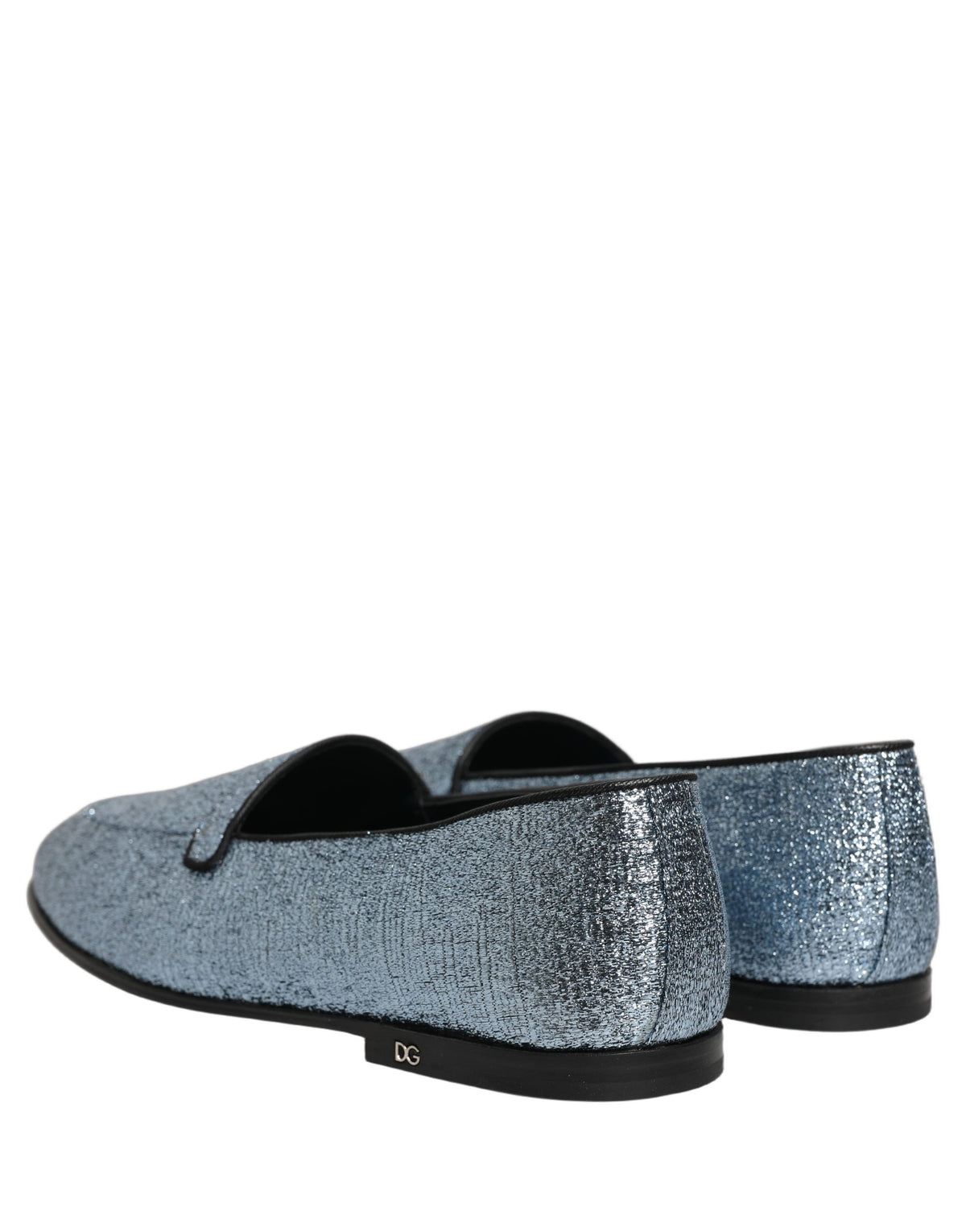 Dolce & Gabbana Blue Glitter Lurex DG Logo Dress Loafers Shoes blau