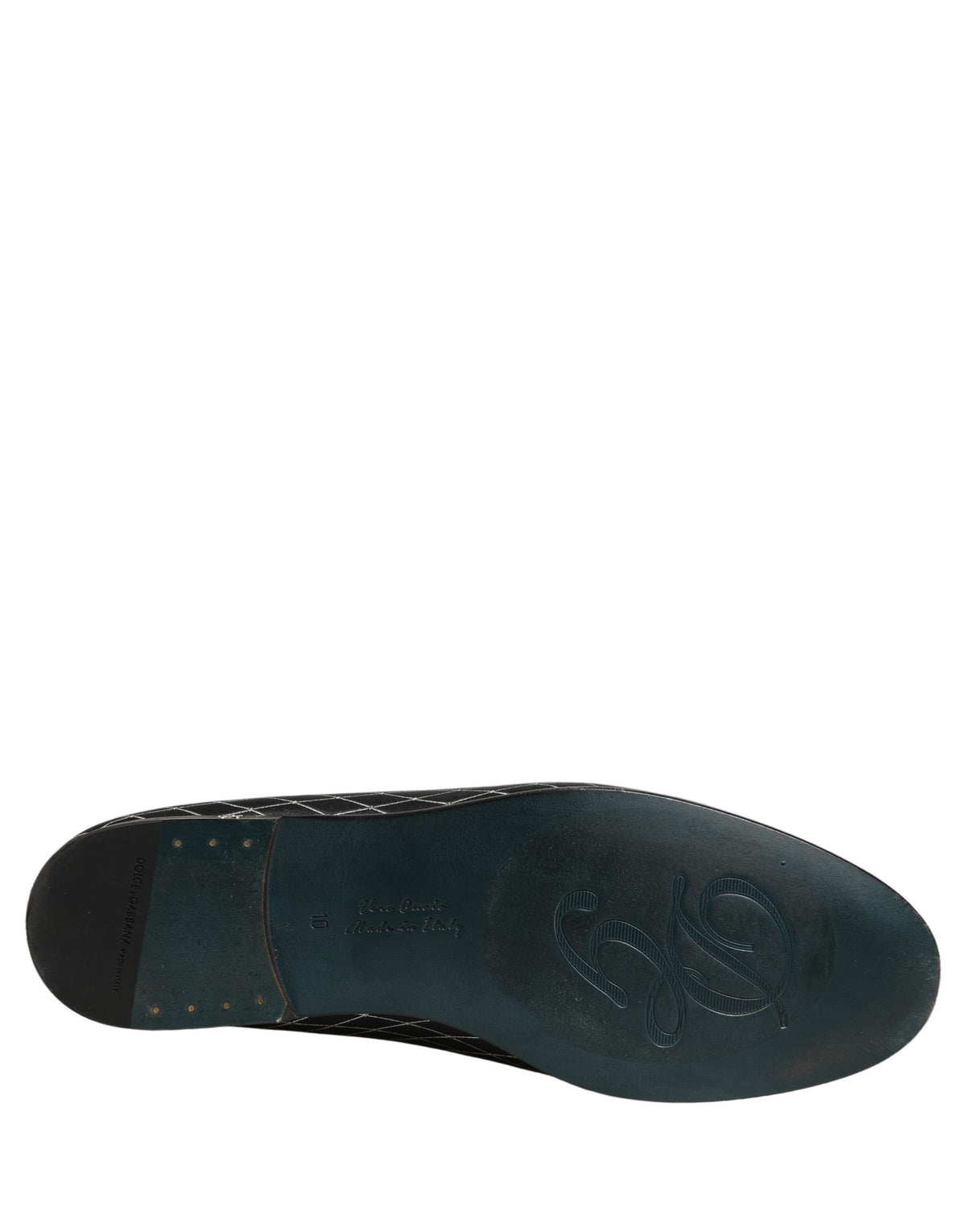 Dolce & Gabbana Black Velvet Diamond Stitched Loafers Shoes schwarz