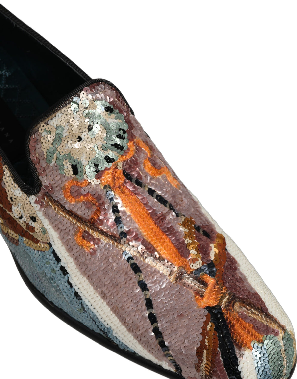 Dolce & Gabbana Multicolor Embroidered Sequin Loafers Shoes rot