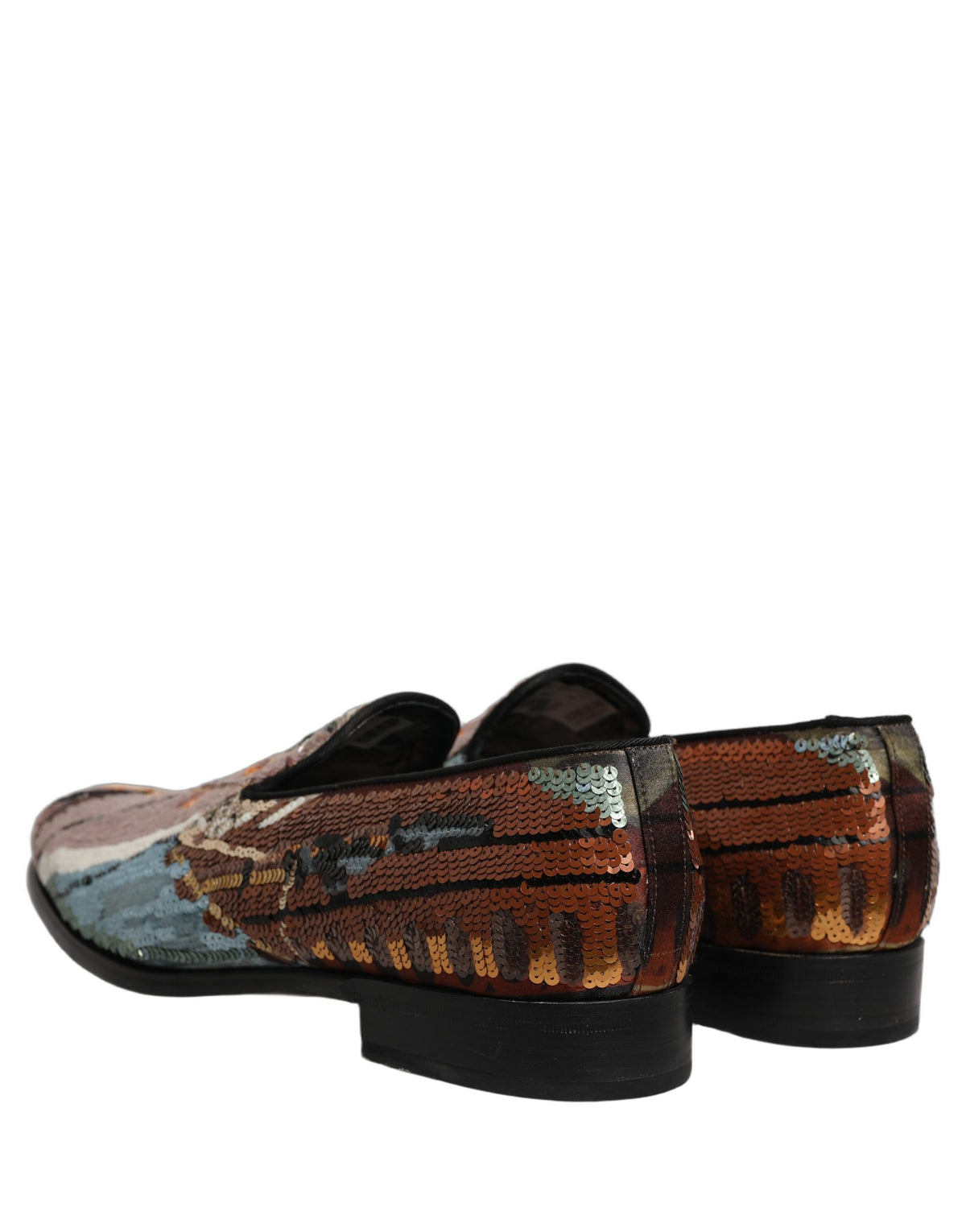 Dolce & Gabbana Multicolor Embroidered Sequin Loafers Shoes rot