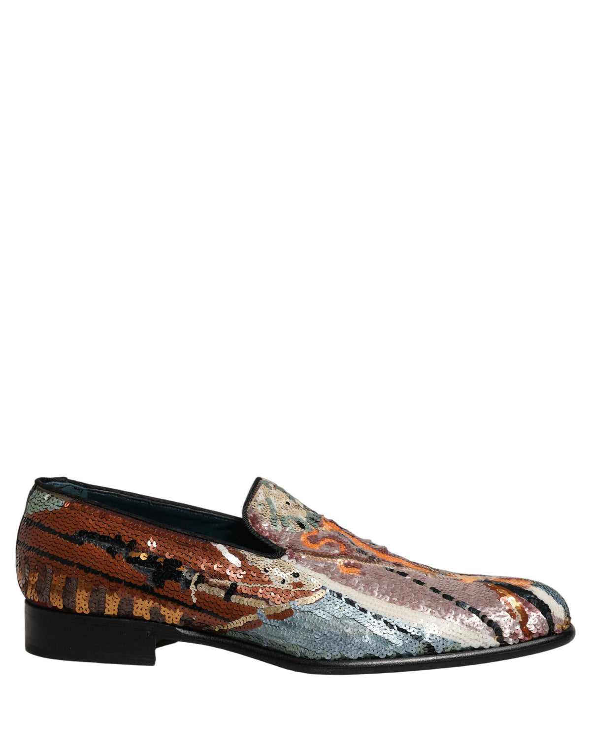 Dolce & Gabbana Multicolor Embroidered Sequin Loafers Shoes rot