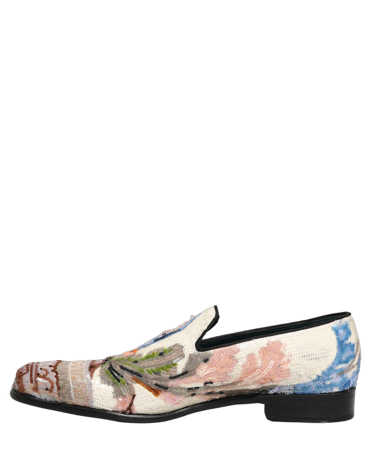 Dolce & Gabbana Multicolor Sequin Embroidered Loafers Shoes rot