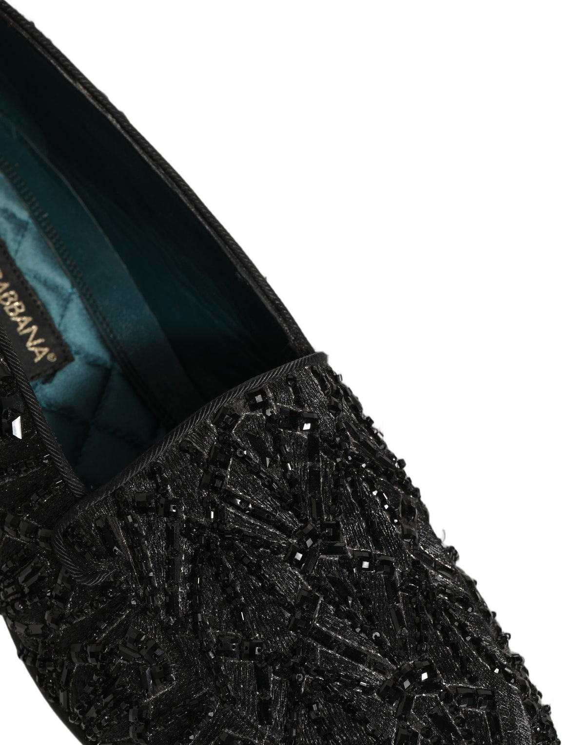 Dolce & Gabbana Black Velvet Embroidered Dress Loafers Shoes schwarz