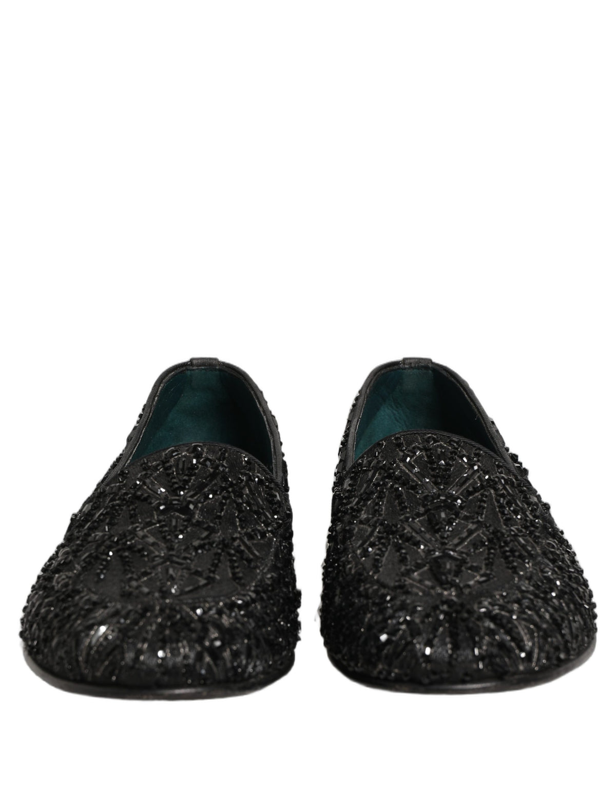 Dolce & Gabbana Black Velvet Embroidered Dress Loafers Shoes schwarz