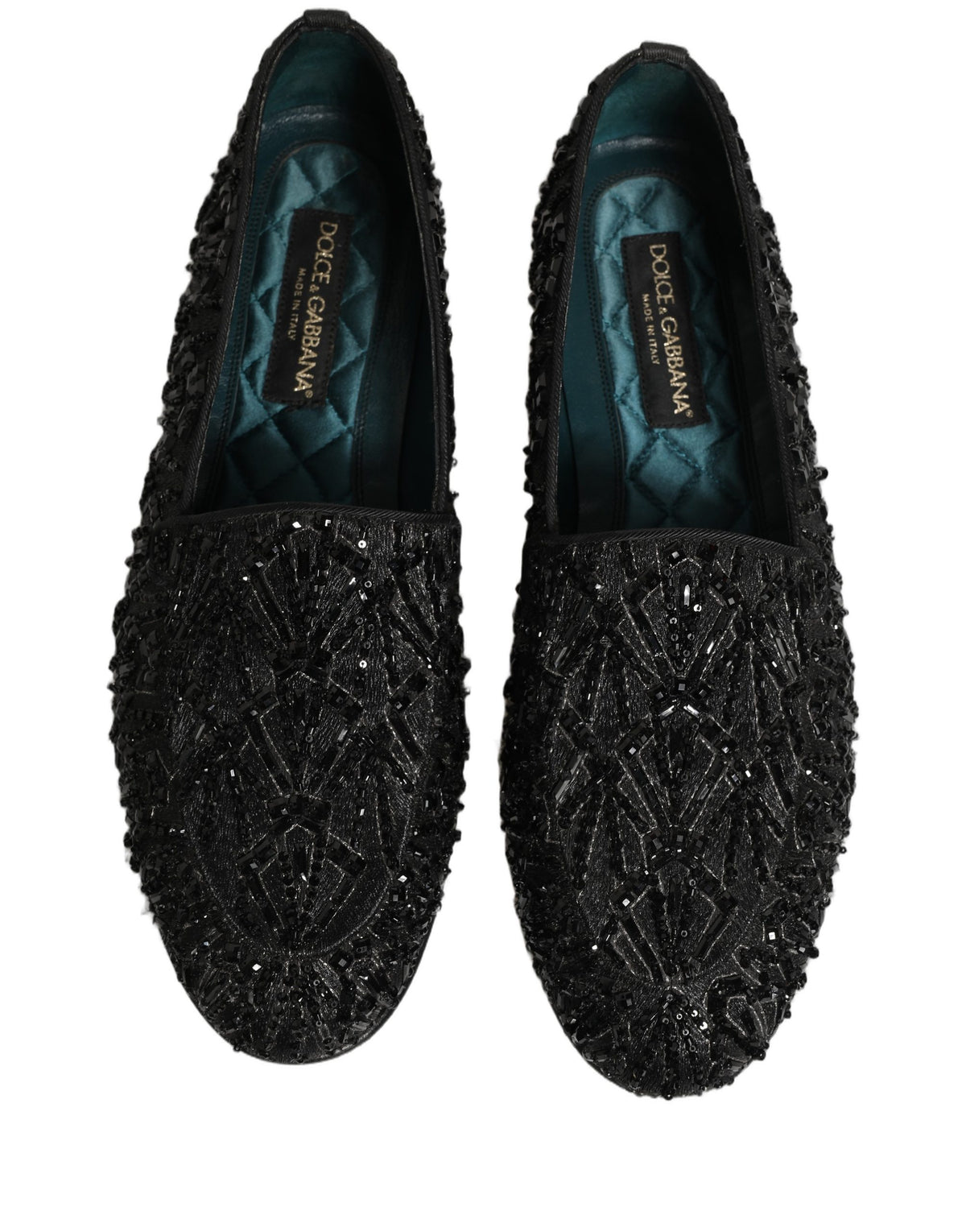 Dolce & Gabbana Black Velvet Embroidered Dress Loafers Shoes schwarz