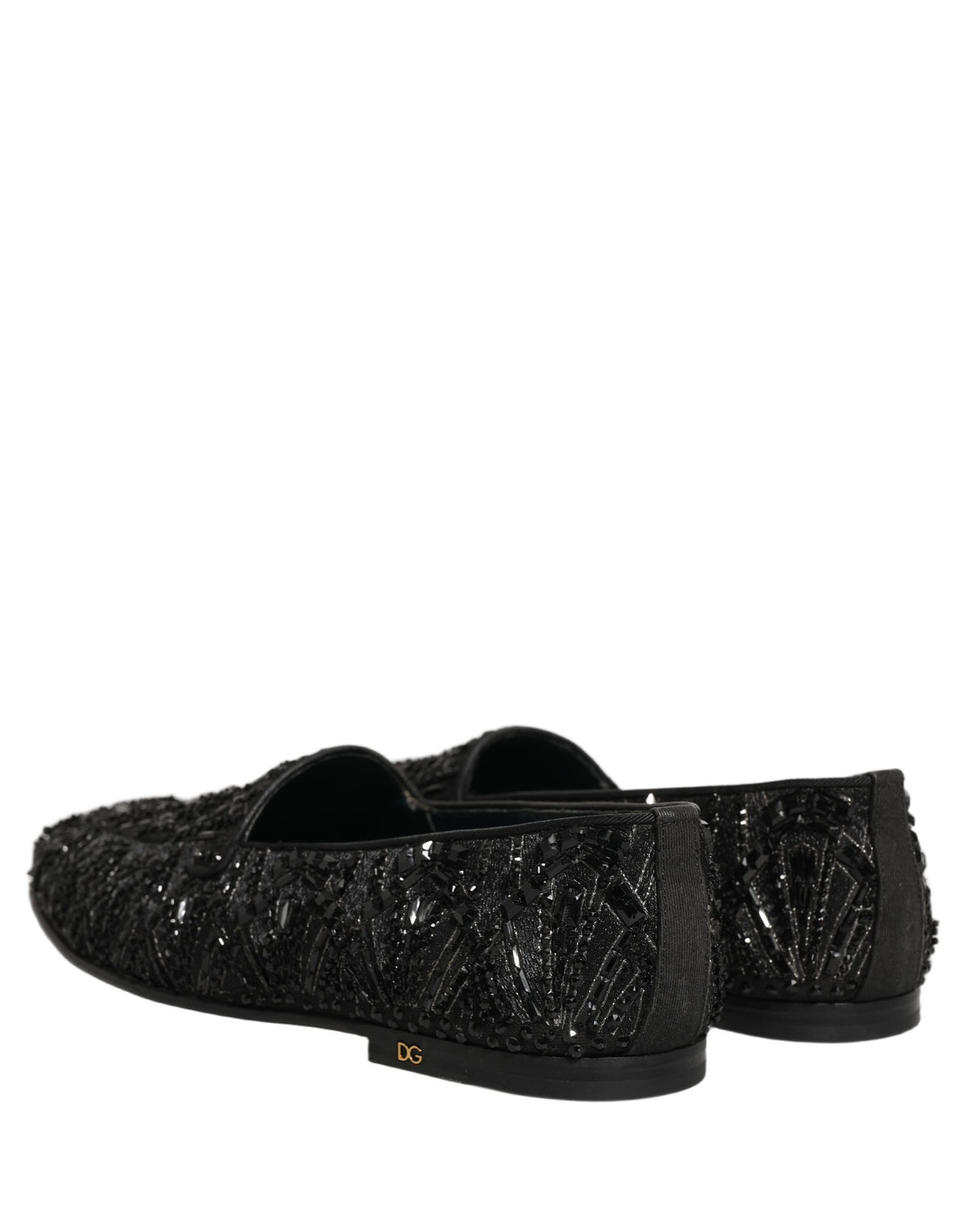 Dolce & Gabbana Black Velvet Embroidered Dress Loafers Shoes schwarz