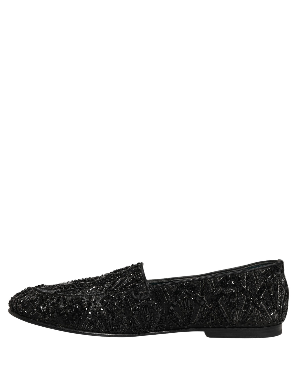 Dolce & Gabbana Black Velvet Embroidered Dress Loafers Shoes schwarz